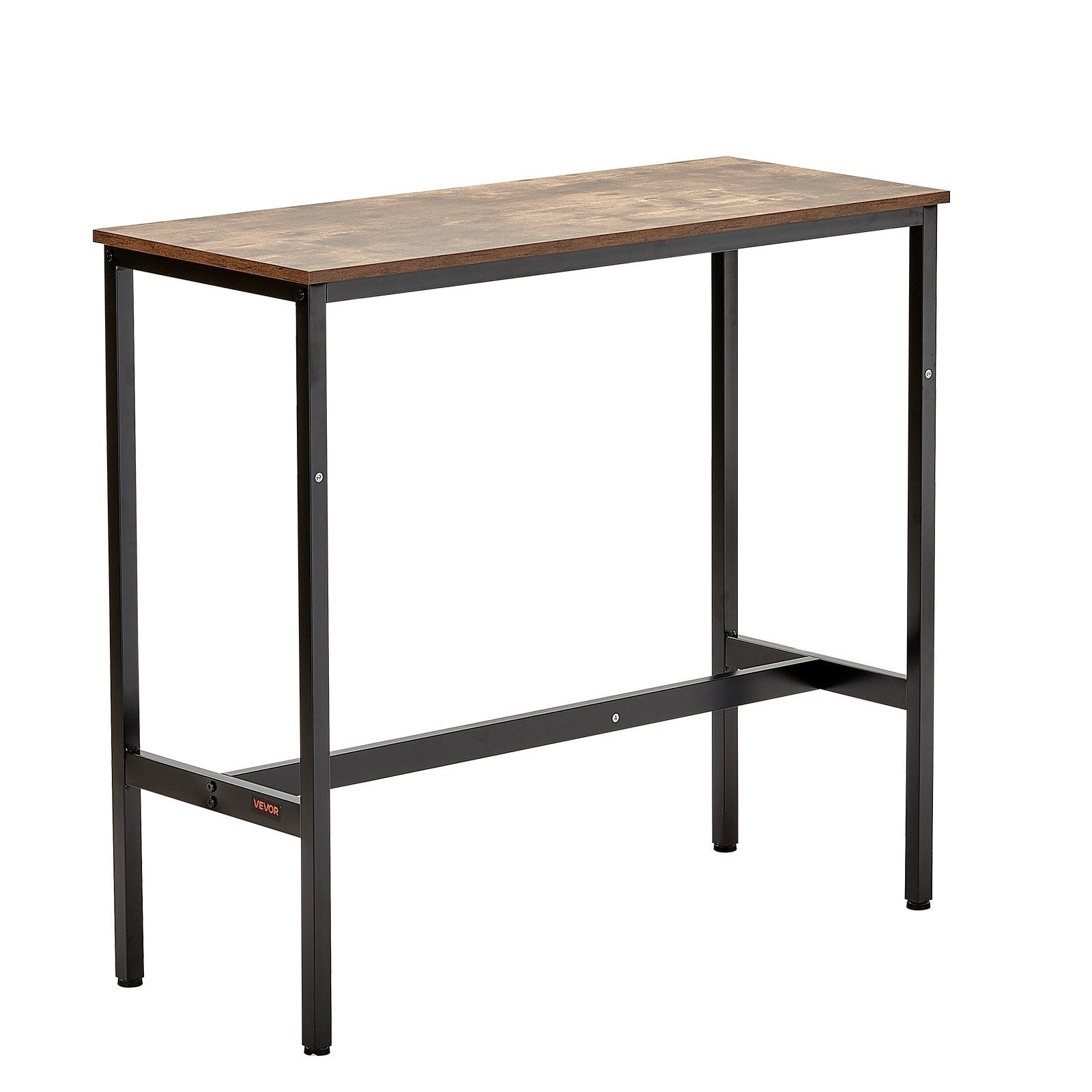 VEVOR Bar Table, Sturdy Metal Frame High Top Pub Table, Narrow Long Kitchen Dining, Cocktail Counter Bar Height Desk, Easy to Assemble,39x16x35.5 in, for Living Room Party, Rustic Brown and Black