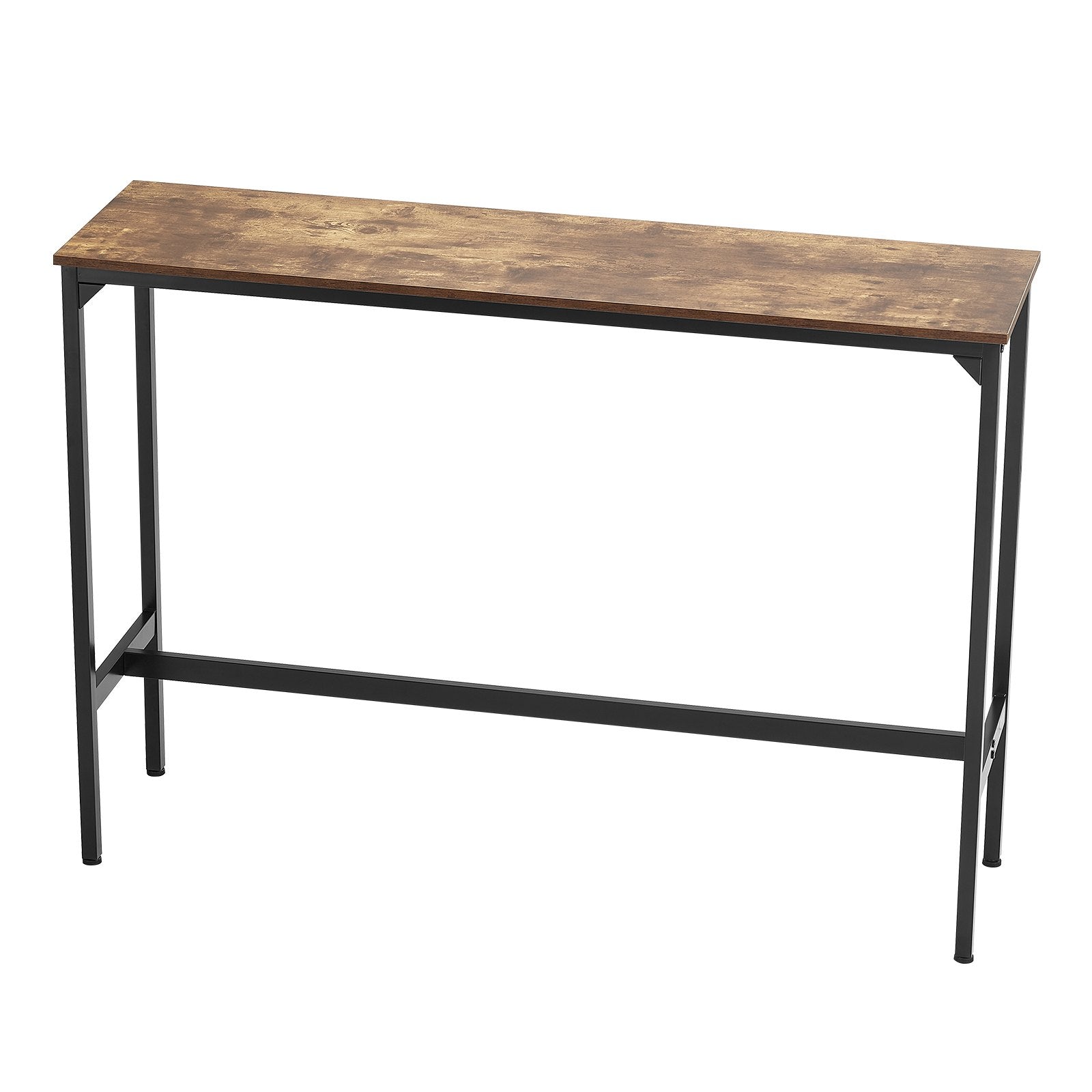VEVOR Bar Table, Sturdy Metal Frame High Top Pub Table, Narrow Long Kitchen Dining, Cocktail Counter Bar Height Desk, Easy to Assemble, 55x15x39 in, for Living Room Party, Rustic Brown and Black