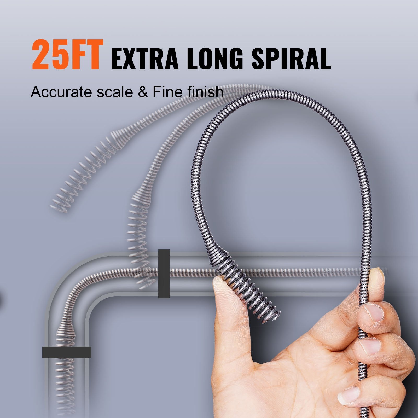 VEVOR Drain Auger 25ft 1/4in Drum Plumbing Drain Snake Clog Remover Autofeed