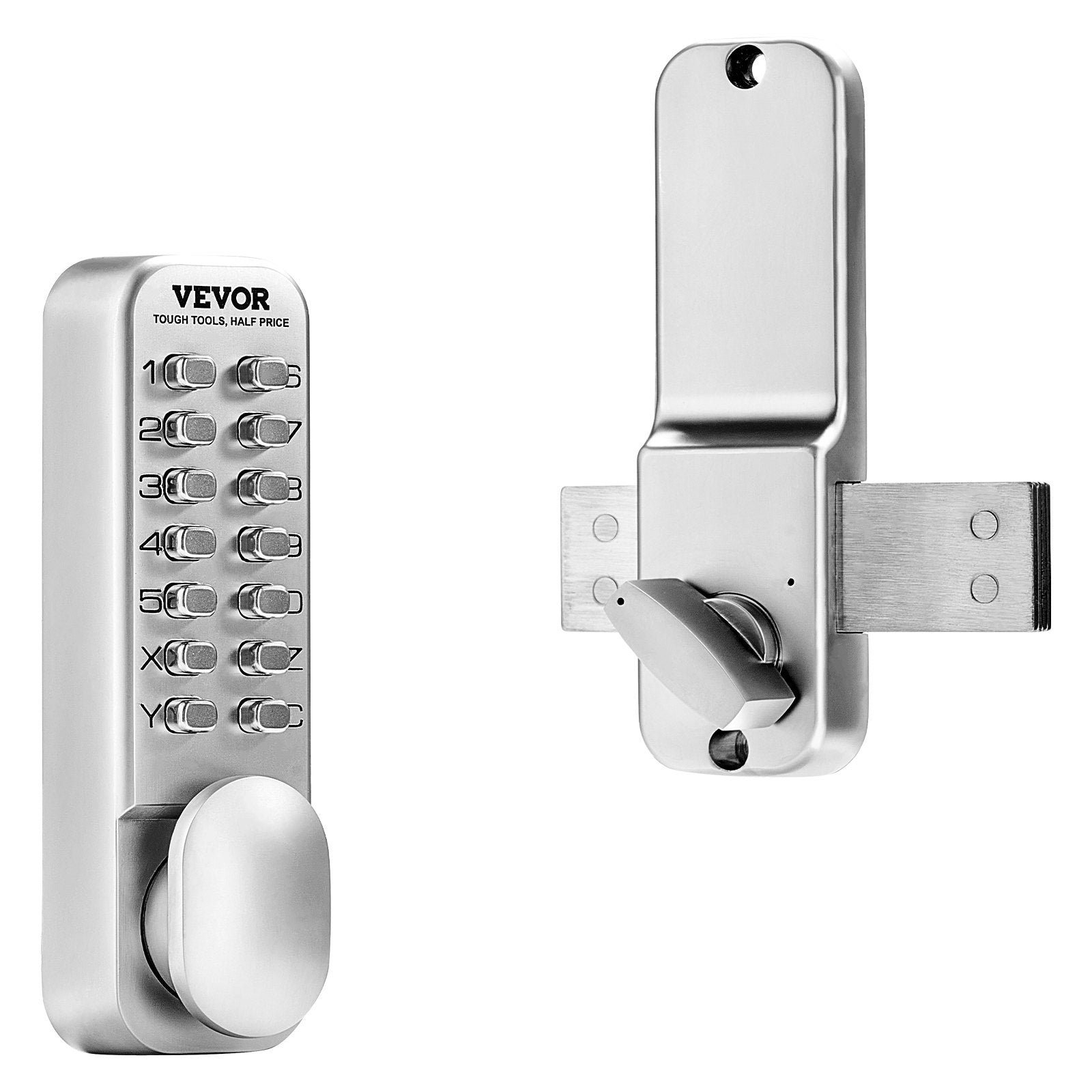 VEVOR Mechanical Keyless Entry Door Lock, 14 Key Mechanical Door Lock, Mechanical Keypad Door Lock with Adjustable Thumb Knob, Single-Side Zinc Alloy Waterproof Keyless Gate Lock, for Home Office
