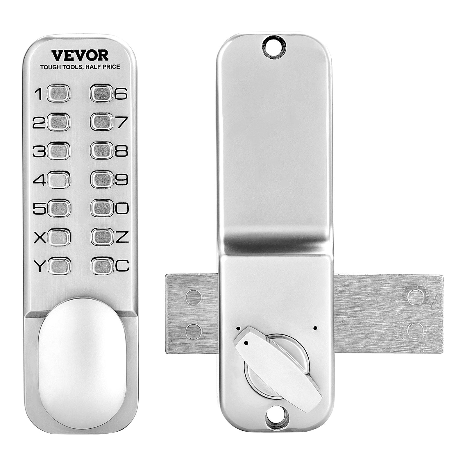 VEVOR Mechanical Keyless Entry Door Lock, 14 Key Mechanical Door Lock, Mechanical Keypad Door Lock with Adjustable Thumb Knob, Single-Side Zinc Alloy Waterproof Keyless Gate Lock, for Home Office