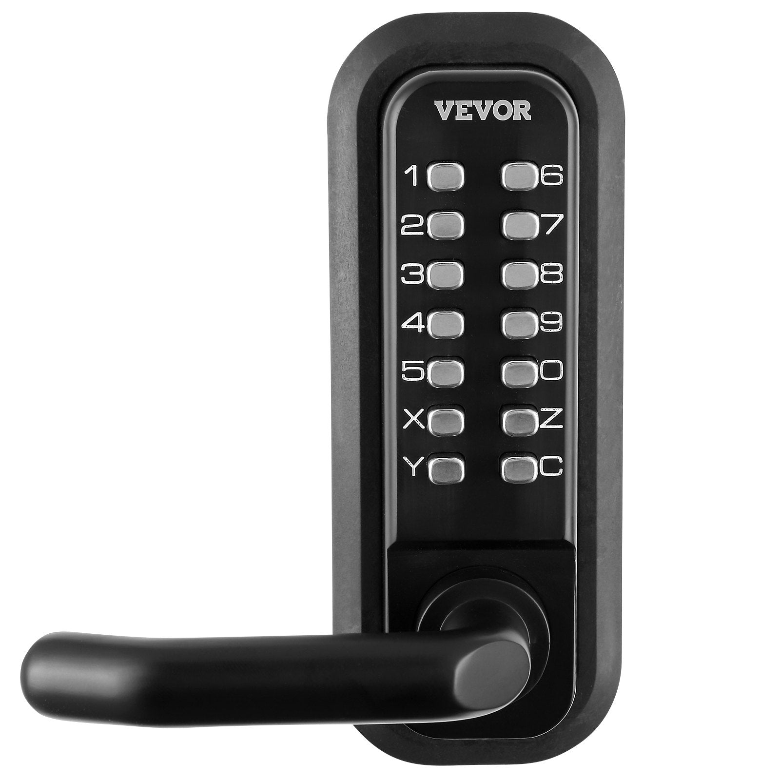 VEVOR Mechanical Keyless Entry Door Lock, 14 Digit Keypad, Water-proof Zinc Alloy, Double-sided Embedded Outdoor Gate Door Locks Set with Keypad and Handle, Easy to Install, for Garden, Garage, Yard