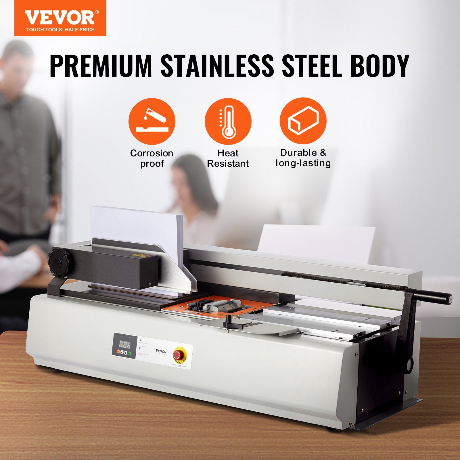 VEVOR Thermal Binding Machine, 400 Sheets Capacity Hot Glue Binding Machine, Thermal Book Binder 40mm Binding Thickness A3 Short Edge /A4/A5 Document