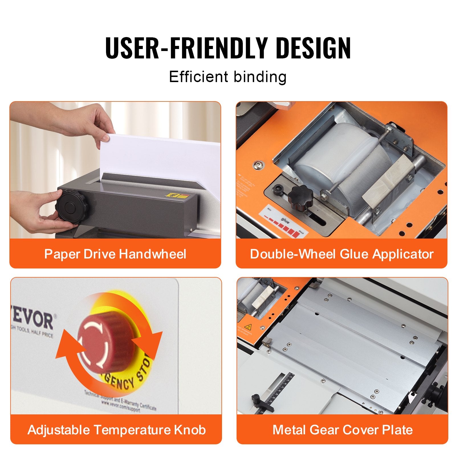 VEVOR Thermal Binding Machine, 400 Sheets Capacity Hot Glue Binding Machine, Thermal Book Binder 40mm Binding Thickness A3 Short Edge /A4/A5 Document