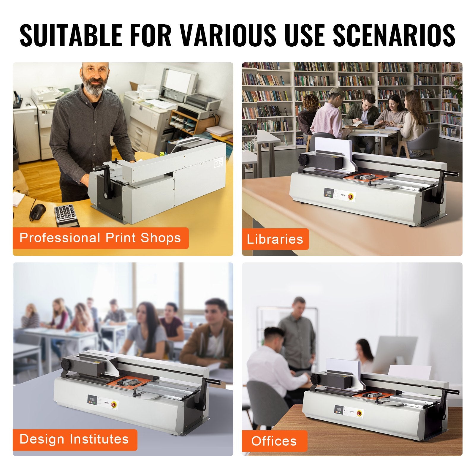 VEVOR Thermal Binding Machine, 400 Sheets Capacity Hot Glue Binding Machine, Thermal Book Binder 40mm Binding Thickness A3 Short Edge /A4/A5 Document