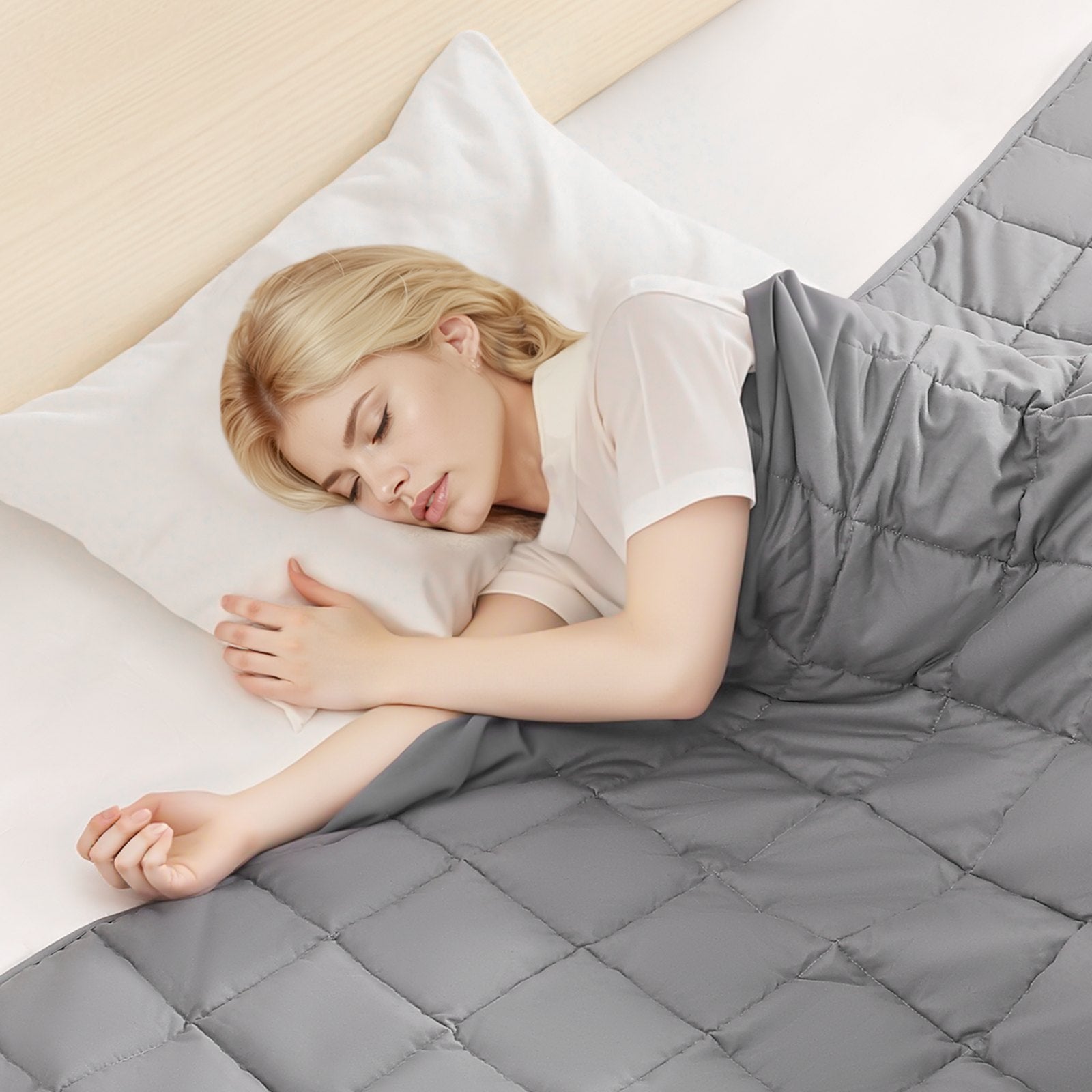 VEVOR Weighted Blanket, 11 kg, 2235 x 2640 mm King Size, Cooling Breathable Heavy Blanket with Glass Beads, All-Season Use, Suitable for 113-140 kg Adults, Anxiety Stress Relief, Improve Sleep, Grey