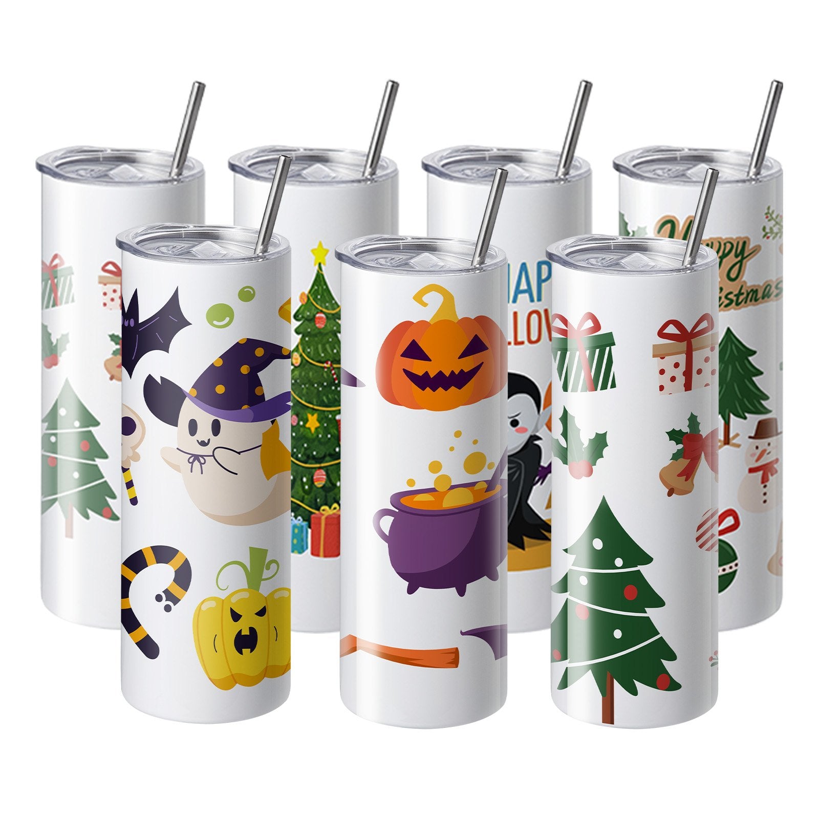 VEVOR 50 Pack Straight Sublimation Tumblers, 20 oz Blank Tumbler Bulk, Stainless Steel Double Wall Tumbler Cups with Straw, Lid, Brush, Base, Shrink Wrap, Gift Box, for Heat Press and Heat Transfer