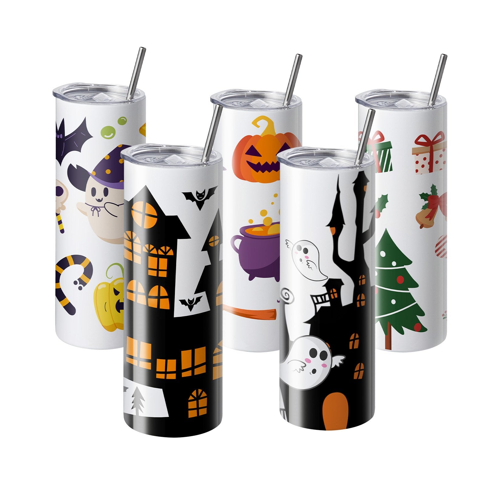 VEVOR 50 Pack Straight Sublimation Tumblers, 20 oz Blank Tumbler Bulk, Stainless Steel Double Wall Tumbler Cups with Straw, Lid, Brush, Base, Shrink Wrap, Gift Box, for Heat Press and Heat Transfer