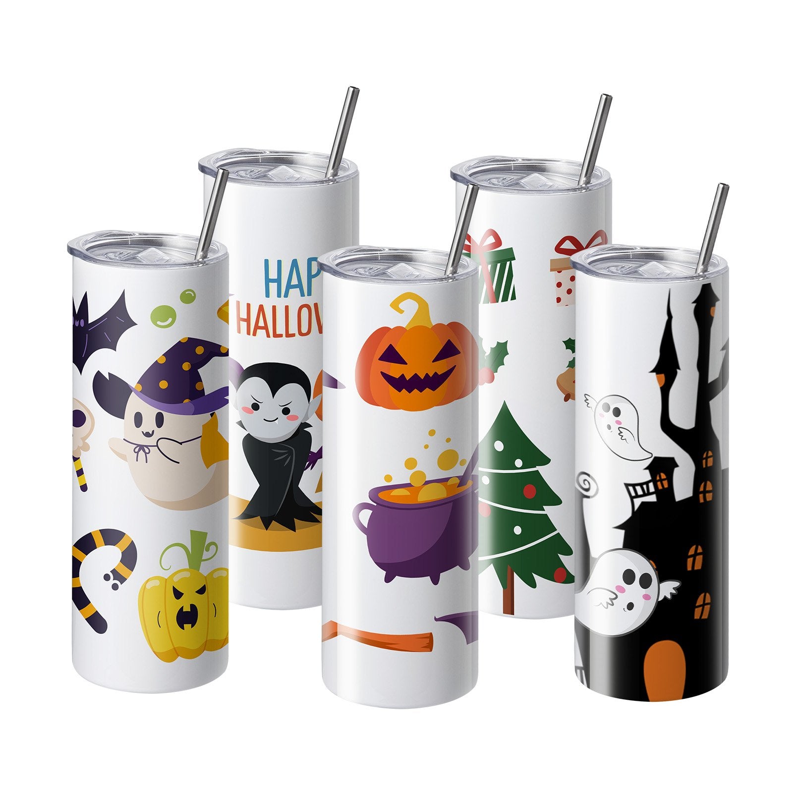 VEVOR 50 Pack Straight Sublimation Tumblers, 20 oz Blank Tumbler Bulk, Stainless Steel Double Wall Tumbler Cups with Straw, Lid, Brush, Base, Shrink Wrap, Gift Box, for Heat Press and Heat Transfer
