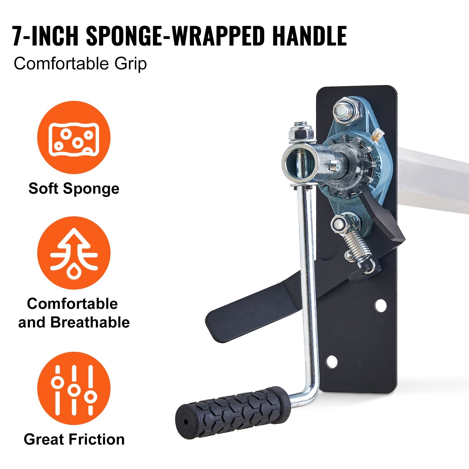 VEVOR Hand Crank Tarp Roller Kit, 1.6-2.6 m Wide, Aluminum Alloy, Manual Cab Level Dump Truck Tarp Roller with 17.8 cm Sponge-Wrapped Handle, Perfect for Dump Trucks, Trailers, Trash Haulers No Tarp