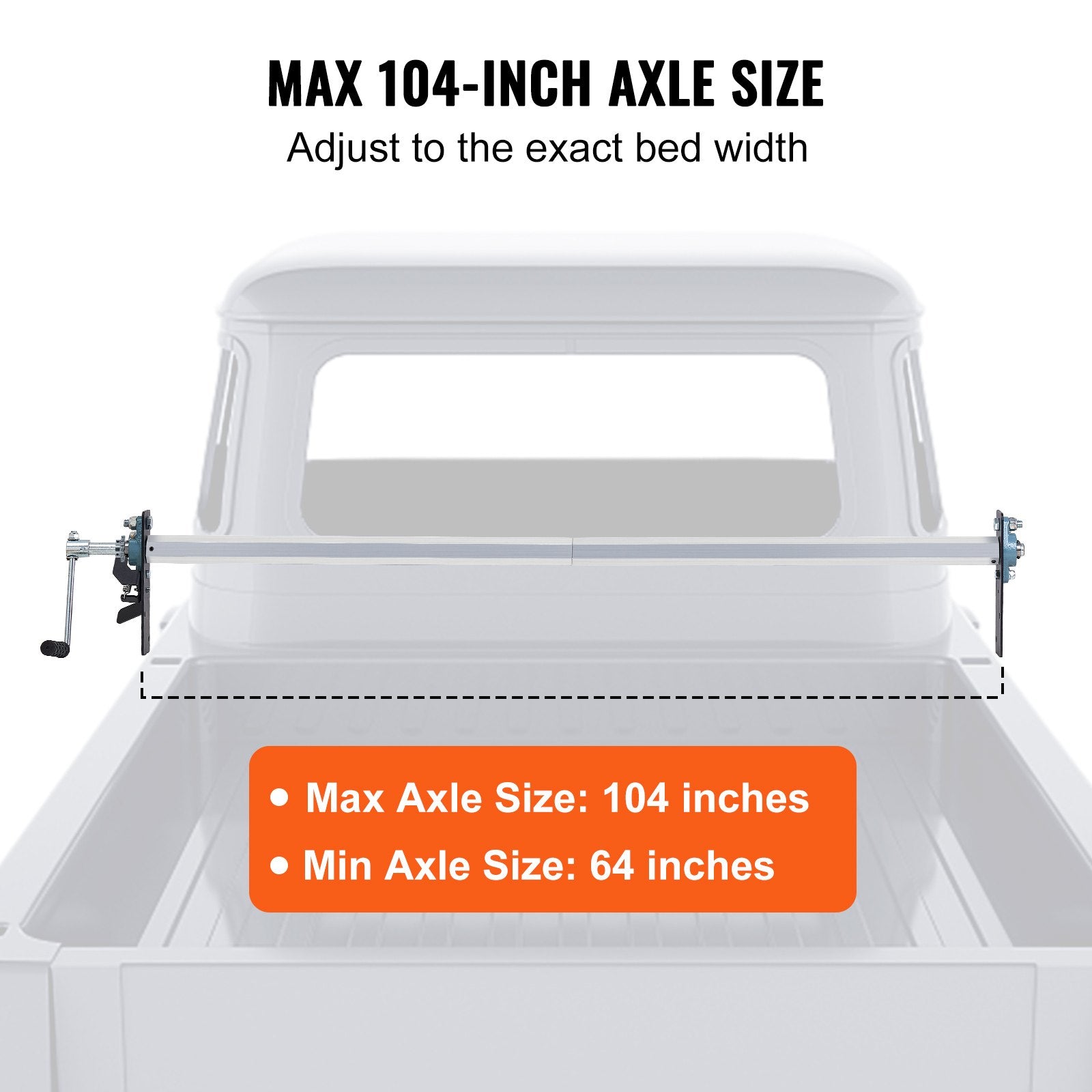 VEVOR Hand Crank Tarp Roller Kit, 1.6-2.6 m Wide, Aluminum Alloy, Manual Cab Level Dump Truck Tarp Roller with 17.8 cm Sponge-Wrapped Handle, Perfect for Dump Trucks, Trailers, Trash Haulers No Tarp