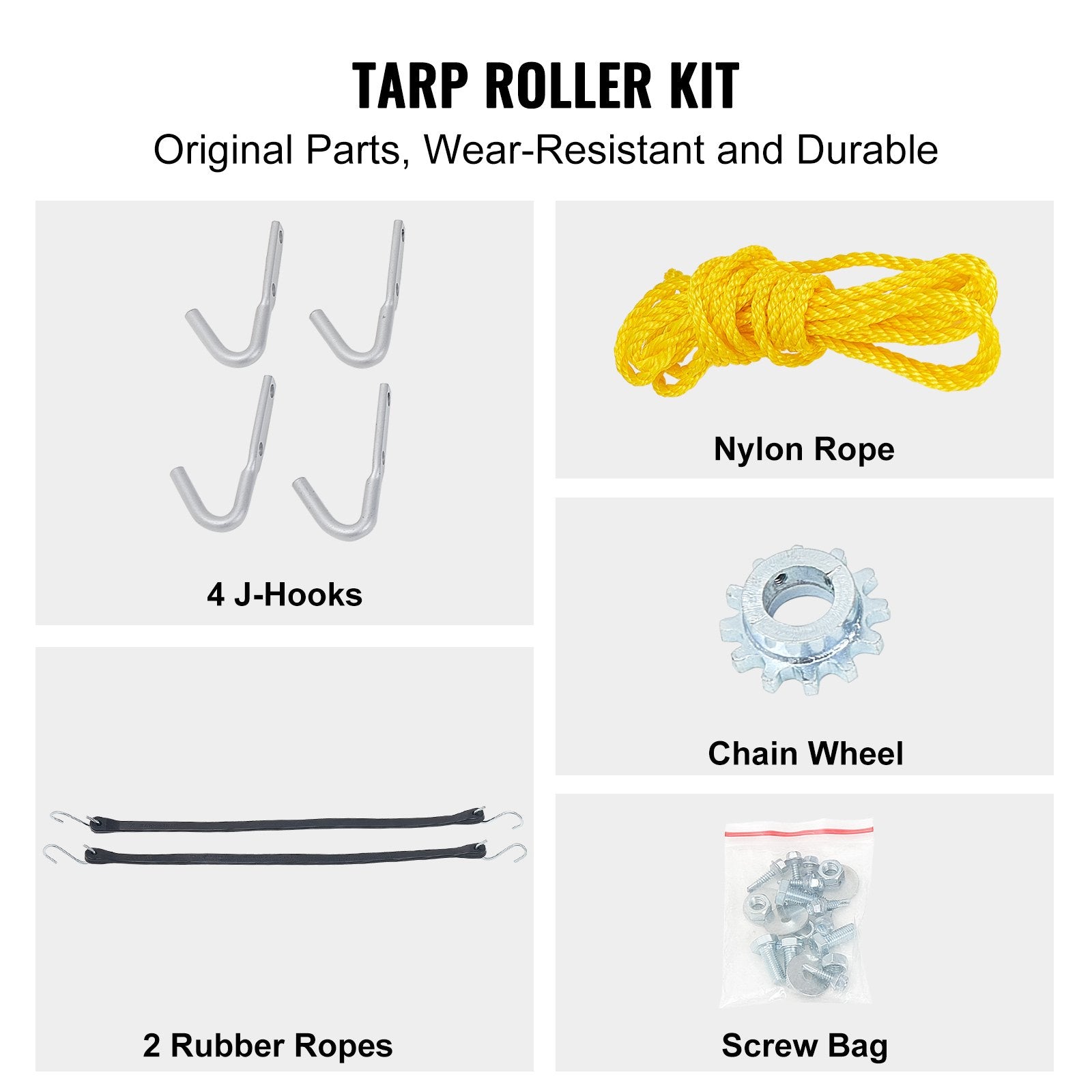 VEVOR Hand Crank Tarp Roller Kit, 1.6-2.6 m Wide, Aluminum Alloy, Manual Cab Level Dump Truck Tarp Roller with 17.8 cm Sponge-Wrapped Handle, Perfect for Dump Trucks, Trailers, Trash Haulers No Tarp