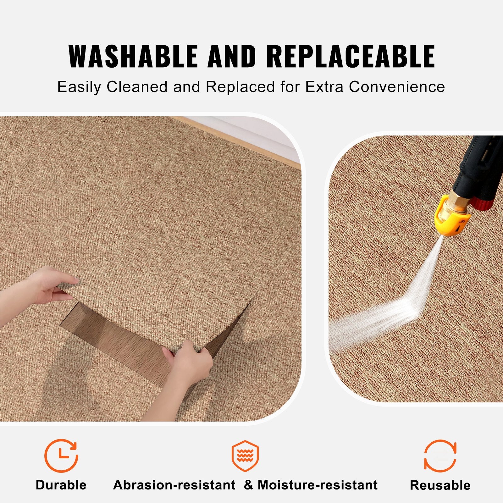 VEVOR Carpet Tiles Reusable, 20"x 20" Carpet Squares With Padding Attached, Soft Padded Carpet Tiles, Easy Install DIY for Bedroom Living Room Indoor Outdoor 16 Tiles, Dark Brown