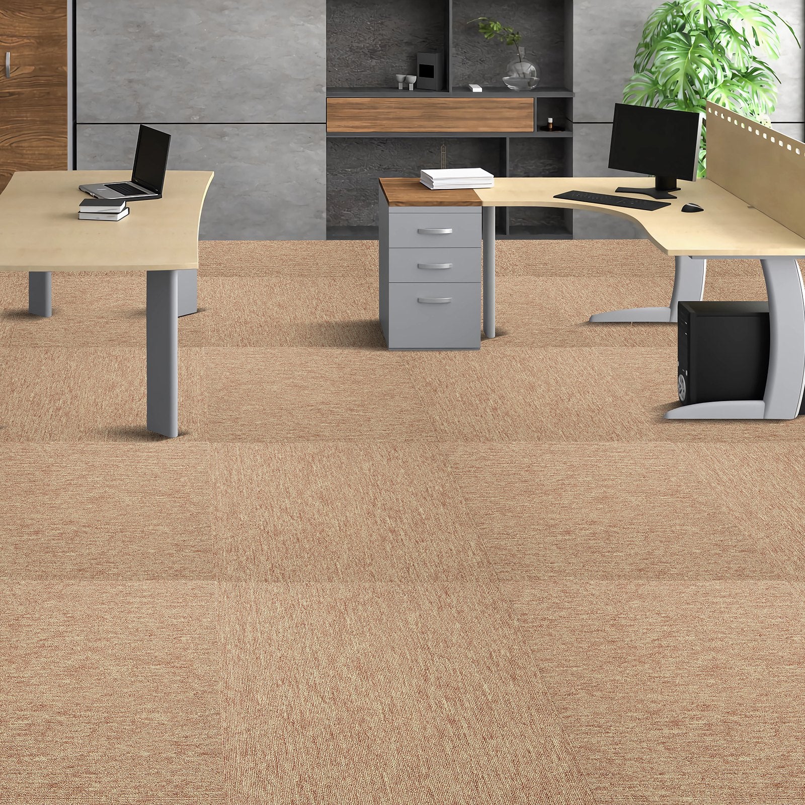 VEVOR Carpet Tiles Reusable, 20"x 20" Carpet Squares With Padding Attached, Soft Padded Carpet Tiles, Easy Install DIY for Bedroom Living Room Indoor Outdoor 16 Tiles, Dark Brown