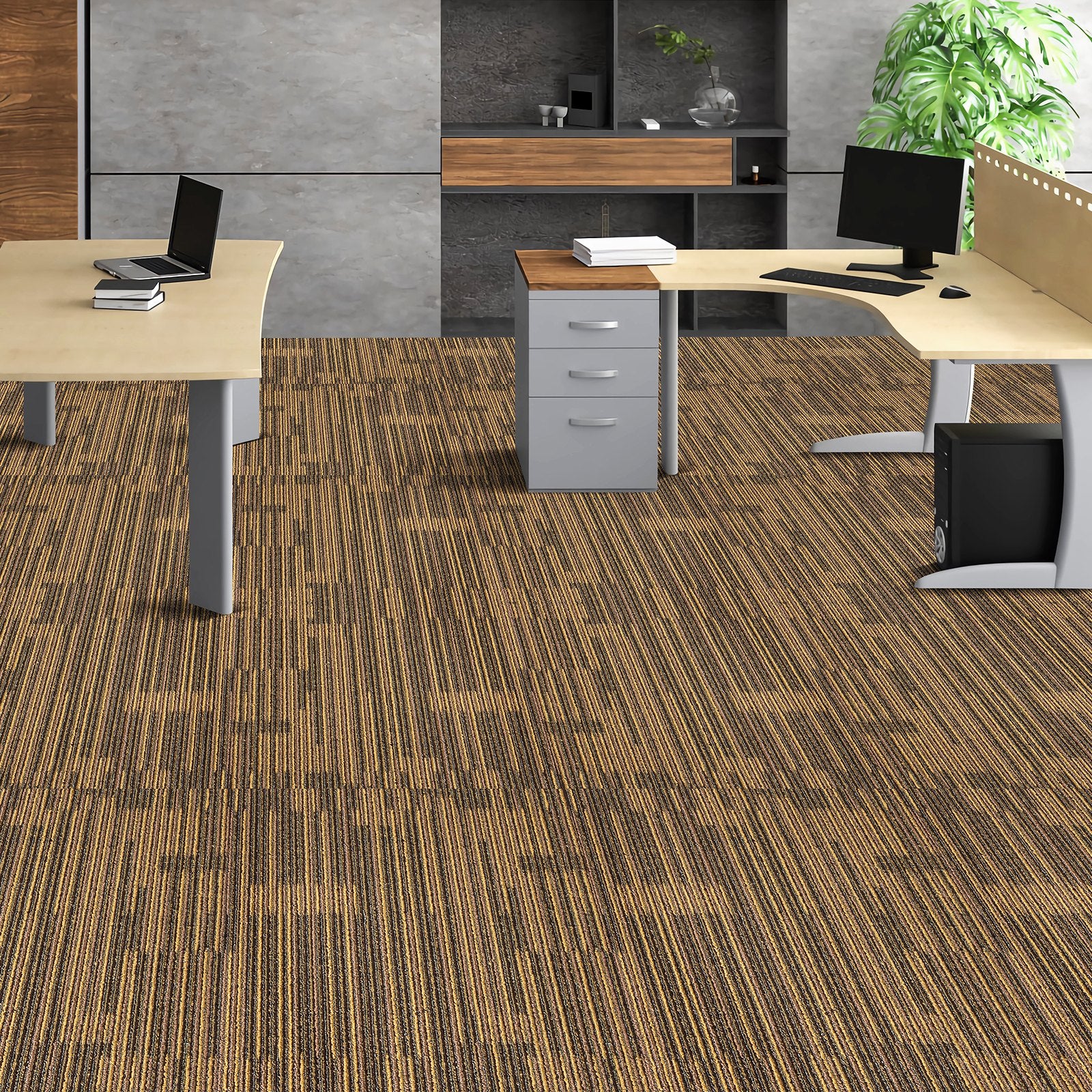 VEVOR Carpet Tiles Reusable, 20"x 20"Carpet Squares With Padding Attached, Soft Padded Carpet Tiles, Easy Install DIY for Bedroom Living Room 12Tiles, Mixed Brown