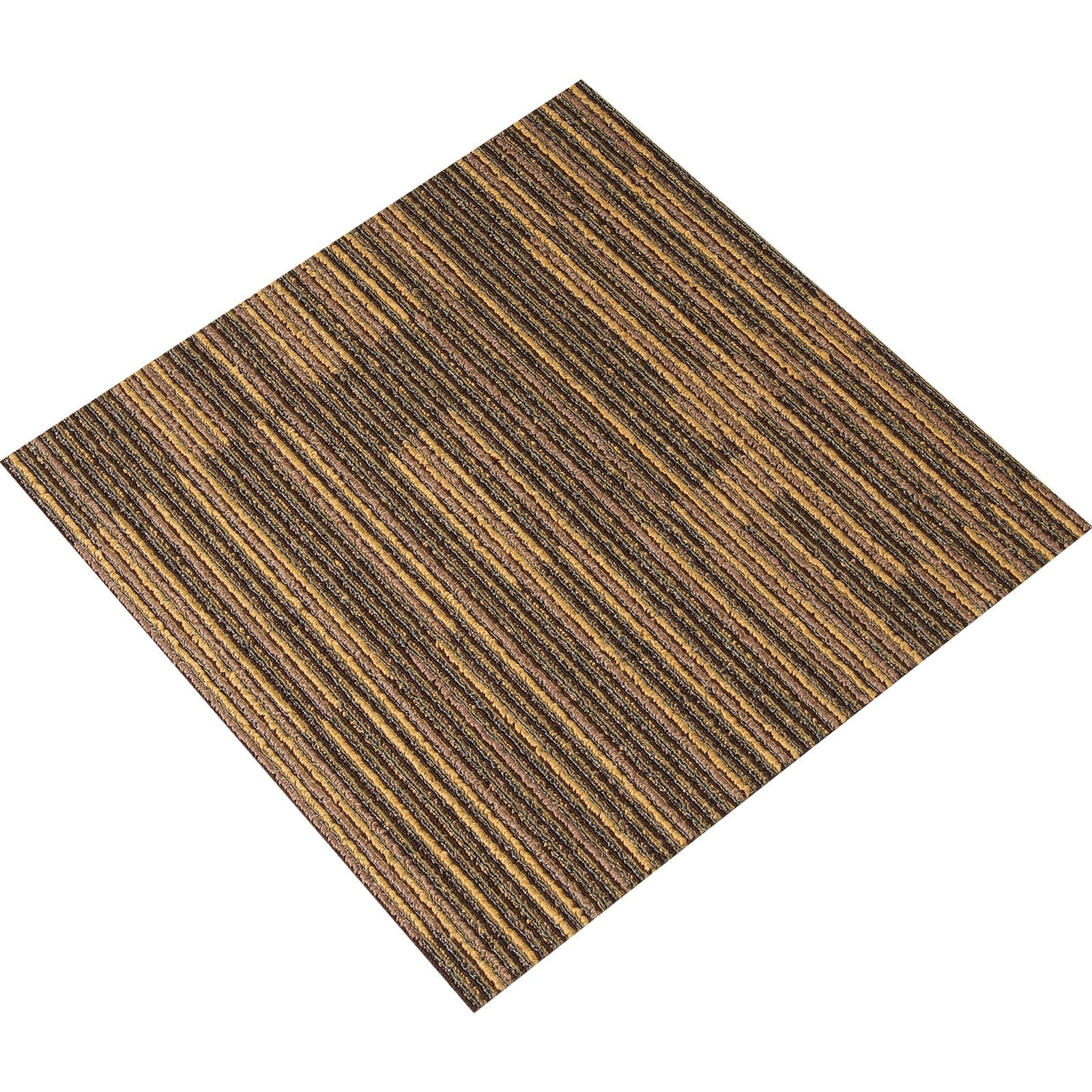 VEVOR Carpet Tiles Reusable, 20"x 20"Carpet Squares With Padding Attached, Soft Padded Carpet Tiles, Easy Install DIY for Bedroom Living Room 12Tiles, Mixed Brown
