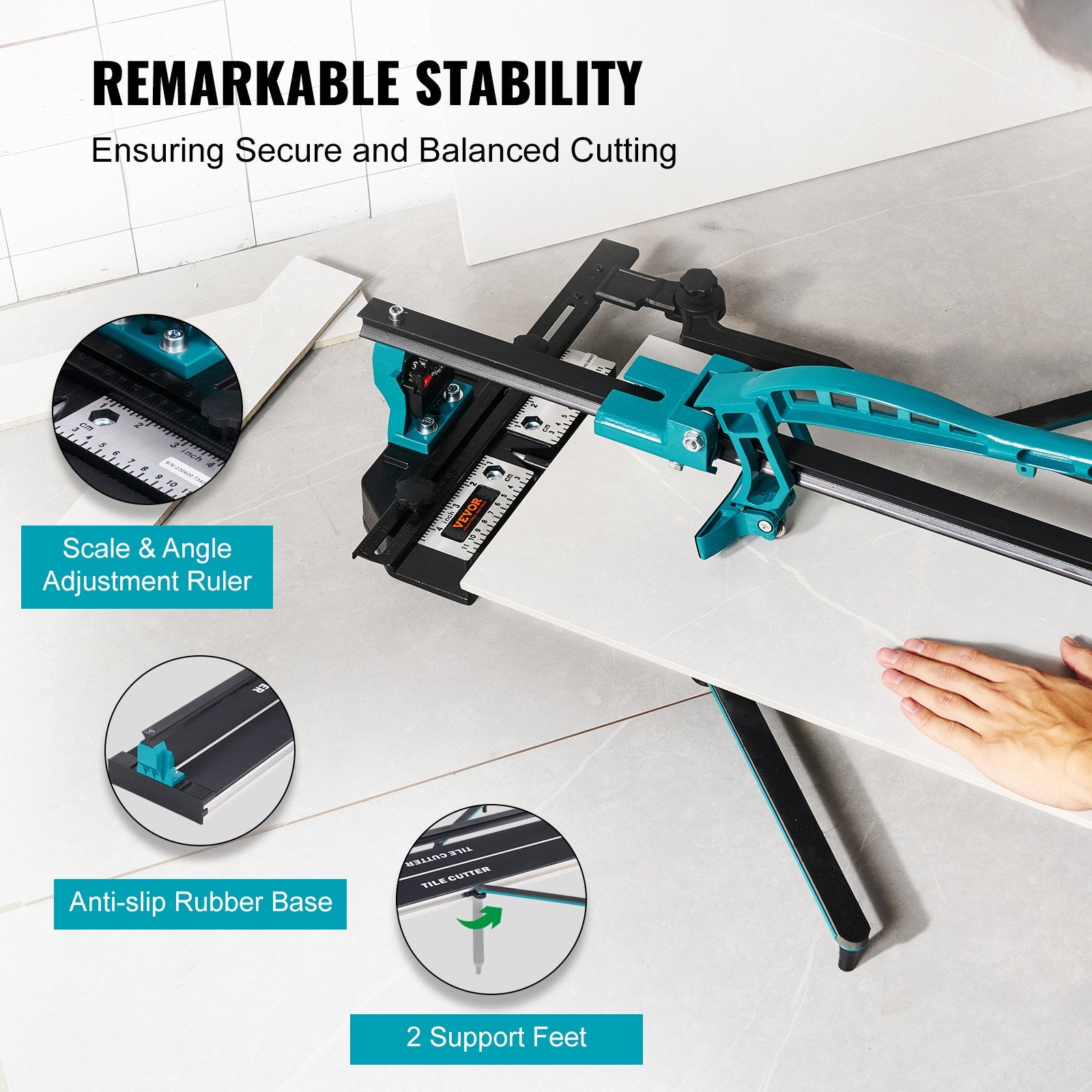 VEVOR Manual Tile Cutter, 1000mm, Porcelain Ceramic Tile Cutter with Tungsten Carbide Cutting Wheel, Infrared Positioning, Anti-Skid Feet, Durable Rails for professional installers or beginners