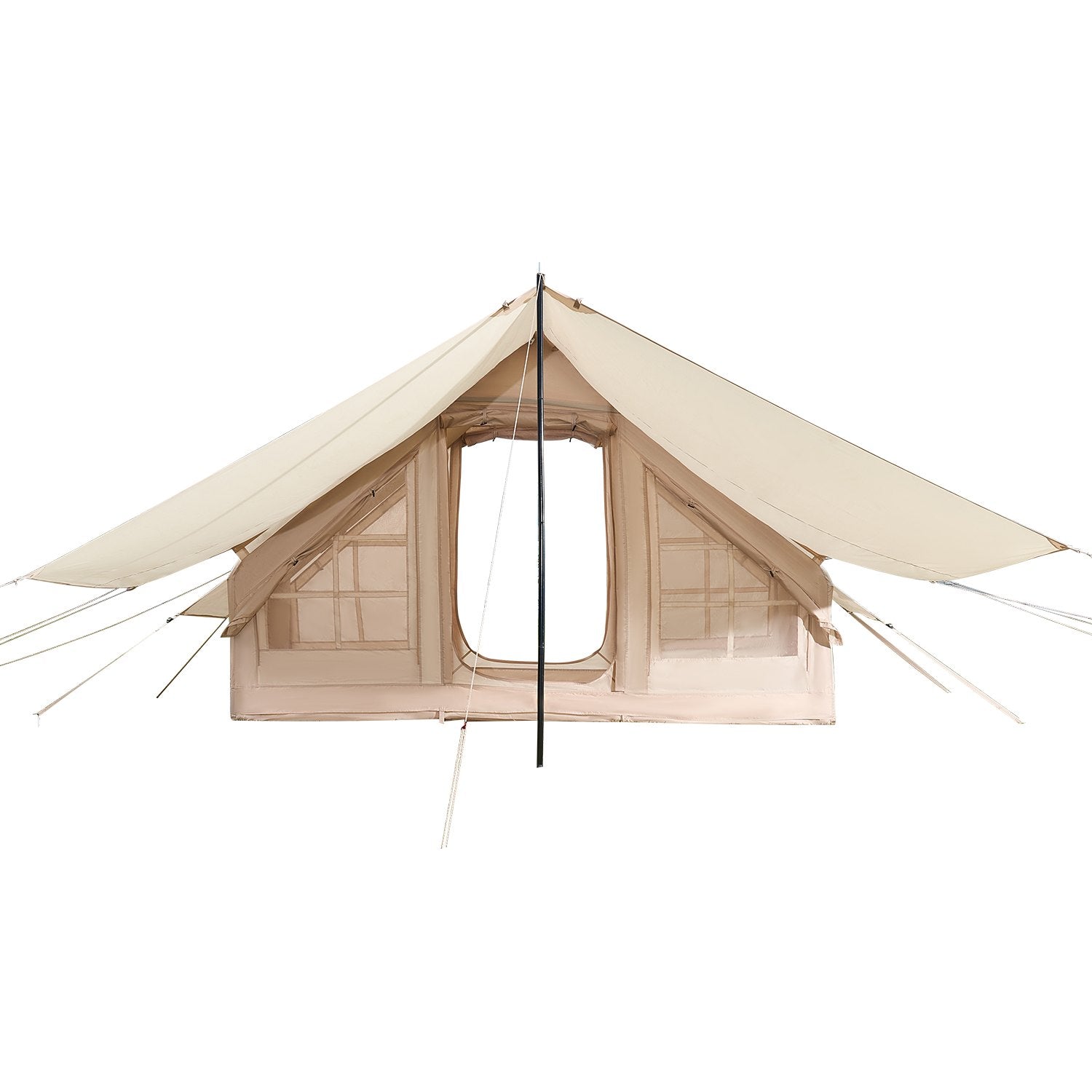 VEVOR Inflatable Tents for Camping, 3-5 Person Easy Setup Blow up Tent with Hand Pump, 300D Oxford 4 Season Glamping Tent with Canopy, Stove Jack, 2 Doors & 2 Mesh Windows Storage Bag Included