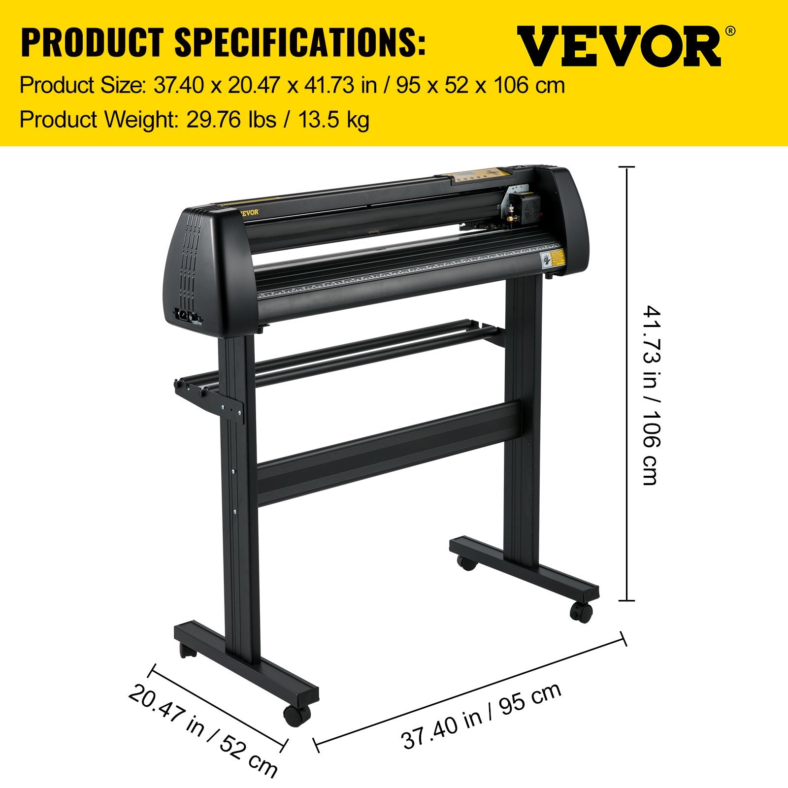 VEVOR 28 Inch Vinyl Cutter Machine With Floor Stand Vinly Sign Cutting Plotter Starter Bundle Kit Software Adjustable Force & Speed