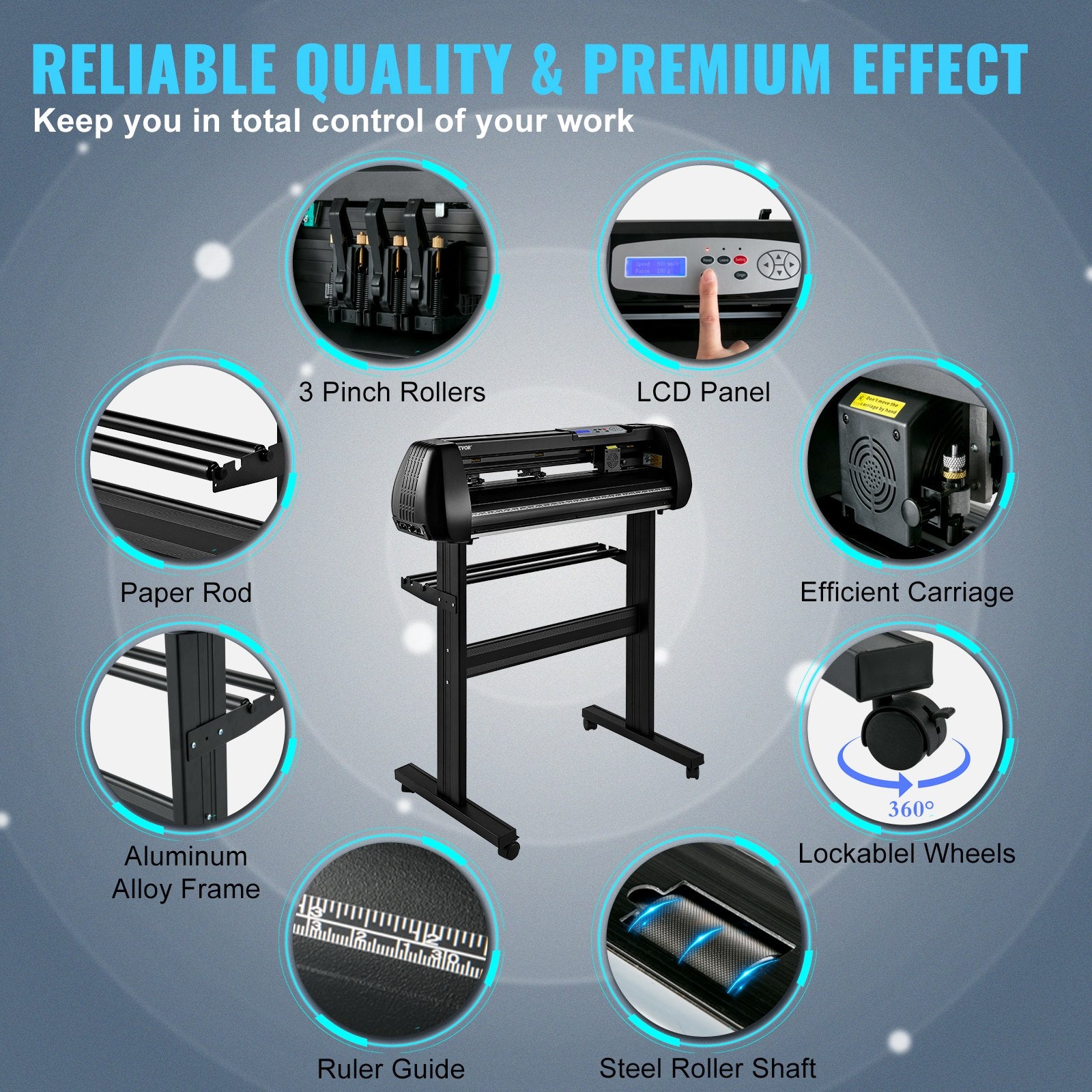 VEVOR Vinyl Cutter Machine, 28in Offline Bluetooth Cutting Plotter Machine, 400in/10m Steel Roller Shaft Adjustable Speed Force, SignMaster Software Tool DIY Craft Kit for Sign Making Windows & Mobile