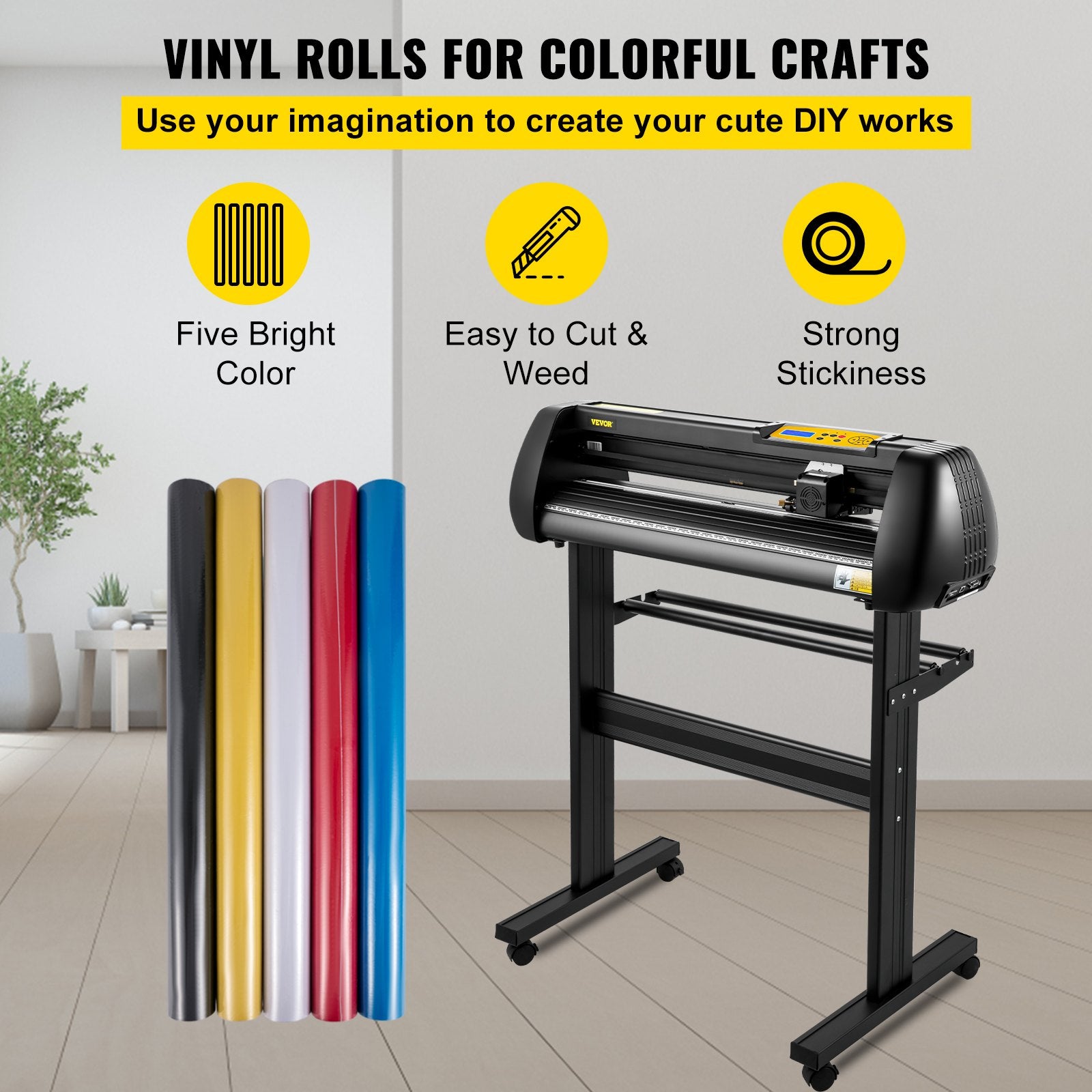 VEVOR Vinyl Cutter, 28inch Paper Feed Cutting Plotter Bundle, Adjustable Force & Speed Vinyl Printer with Powerful Stepper Motors, Signmaster Software Bundle Kit Compatible with Windows System
