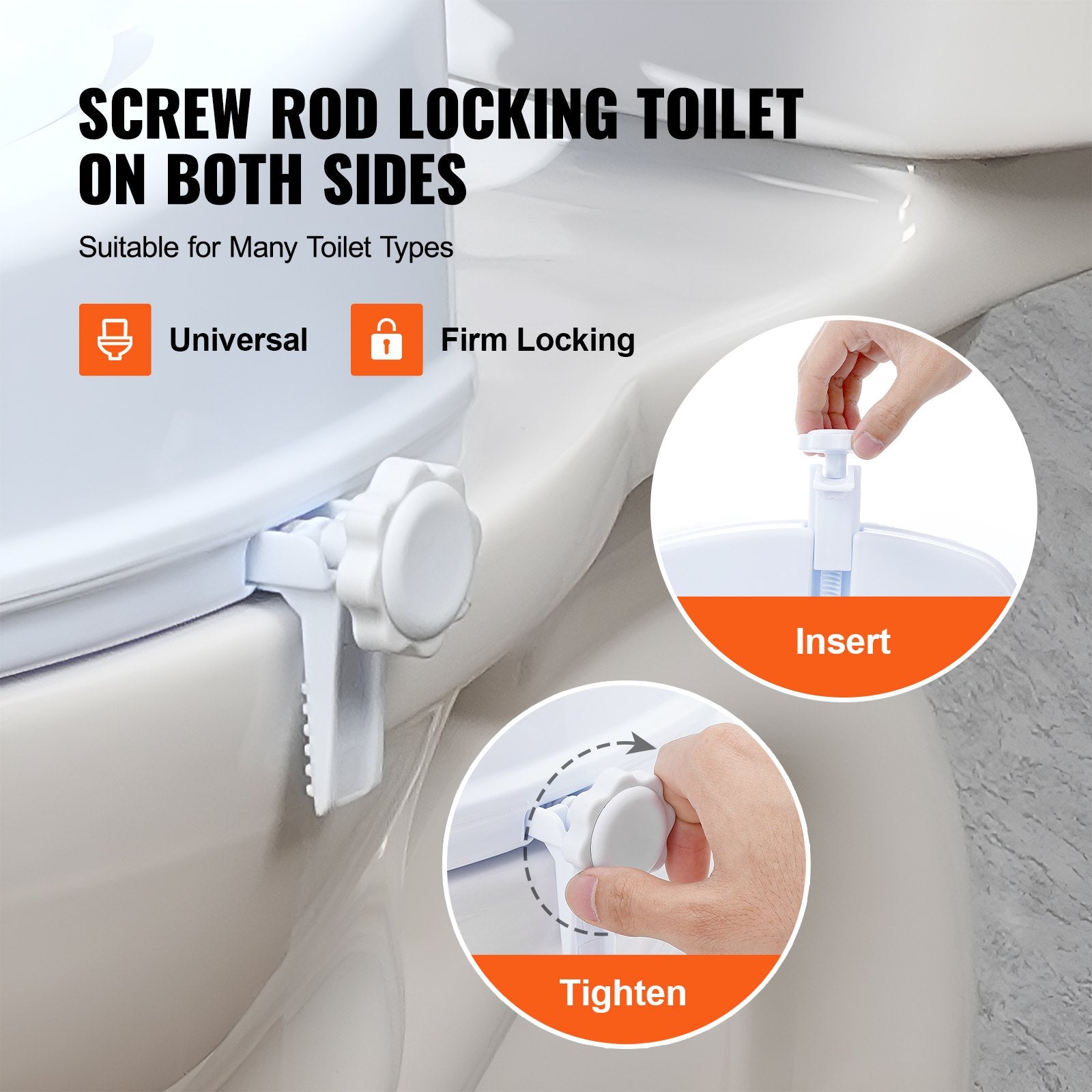 VEVOR Raised Toilet Seat, 100 mm Height Raised, 136 kg Weight Capacity, Universal Toilet Seat Riser, Screw Rod Locking, with Toilet Seat, for Elderly, Handicap, Patient, Pregnant, Medical