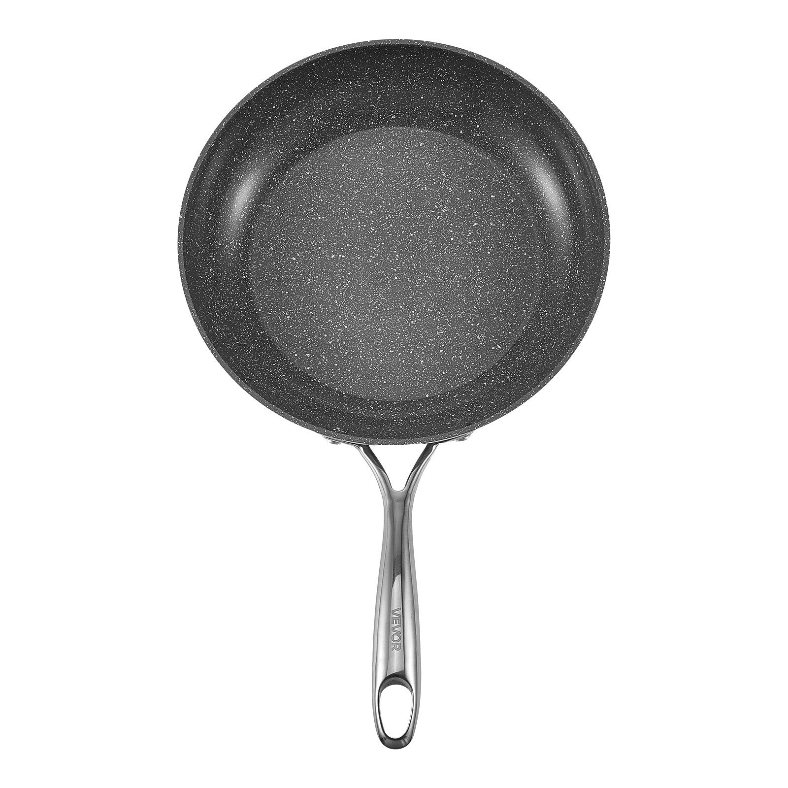 VEVOR Frying Pan Skillet, Aluminum Egg Fry Pans, 3 Piece 200, 270, 300 mm , Nonsitck Ceramic Heavy-Duty Skillets with Heat-Resistant Handle, Chef's Cookware, for Oven, Gas, Electric, Induction, Grey