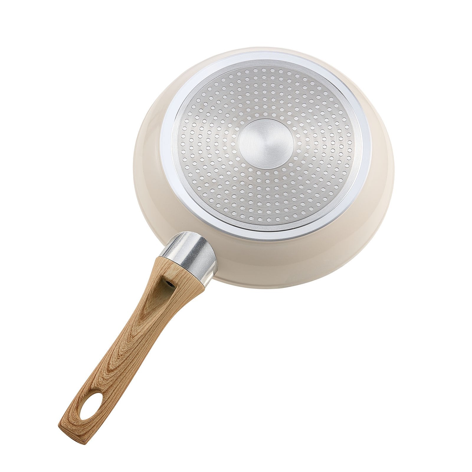VEVOR Frying Pan Skillet, Aluminum Egg Fry Pans, 3 Pcs 200, 240, 280 mm , Nonsitck Ceramic Heavy-Duty Skillets with Heat-Resistant Handle, Chef's Kitchen Cookware for Gas, Electric, Induction, Beige