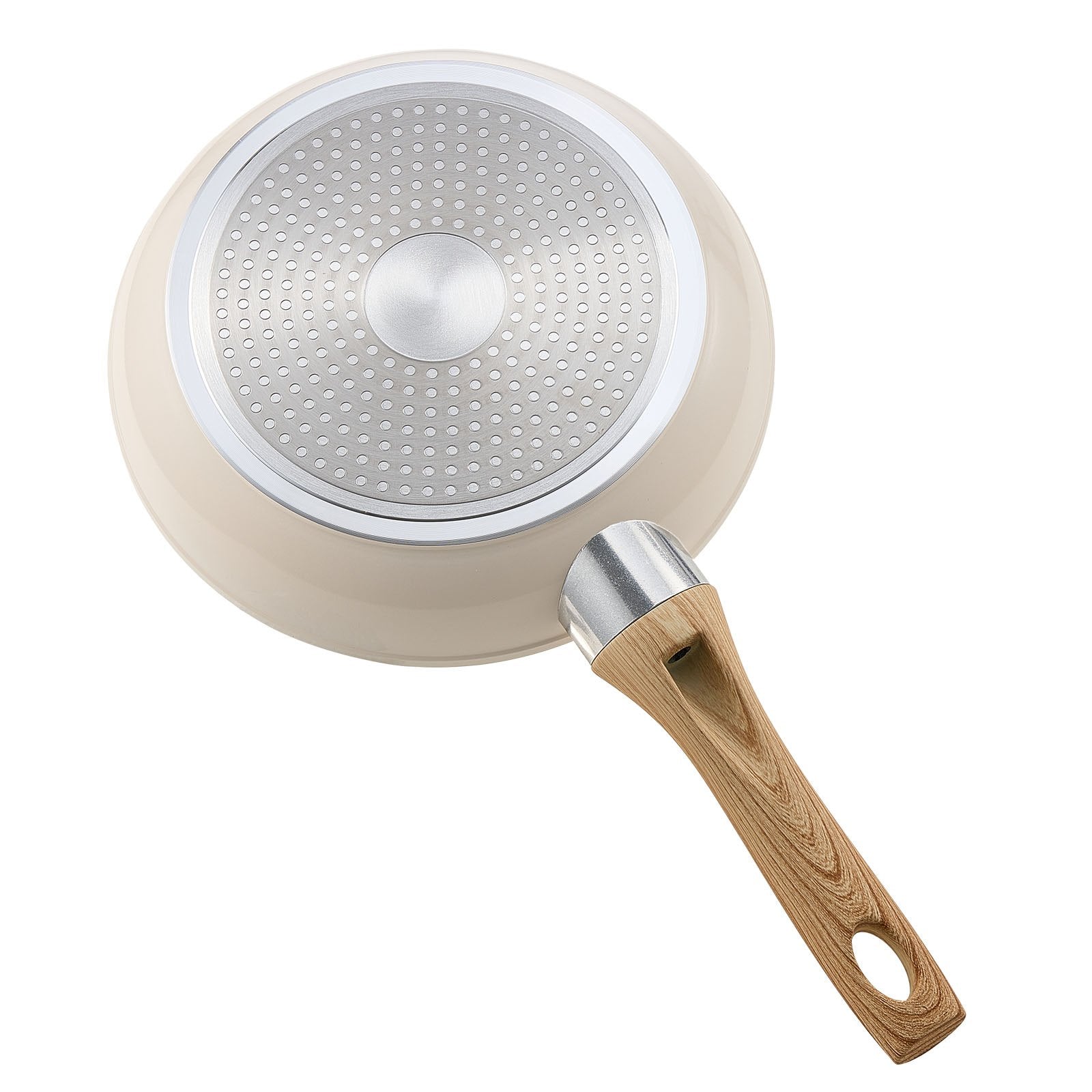 VEVOR Frying Pan Skillet, Aluminum Egg Fry Pans, 3 Pcs 200, 240, 280 mm , Nonsitck Ceramic Heavy-Duty Skillets with Heat-Resistant Handle, Chef's Kitchen Cookware for Gas, Electric, Induction, Beige