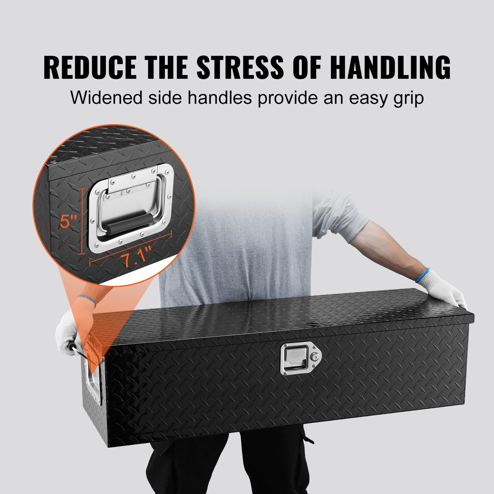 VEVOR Heavy Duty Aluminum Truck Bed Tool Box, Diamond Plate Tool Box with Side Handle and Lock Keys, Storage Tool Box Chest Box Organizer for Pickup, Truck Bed, RV, Trailer, 990 x 330 x 254 mm, Black