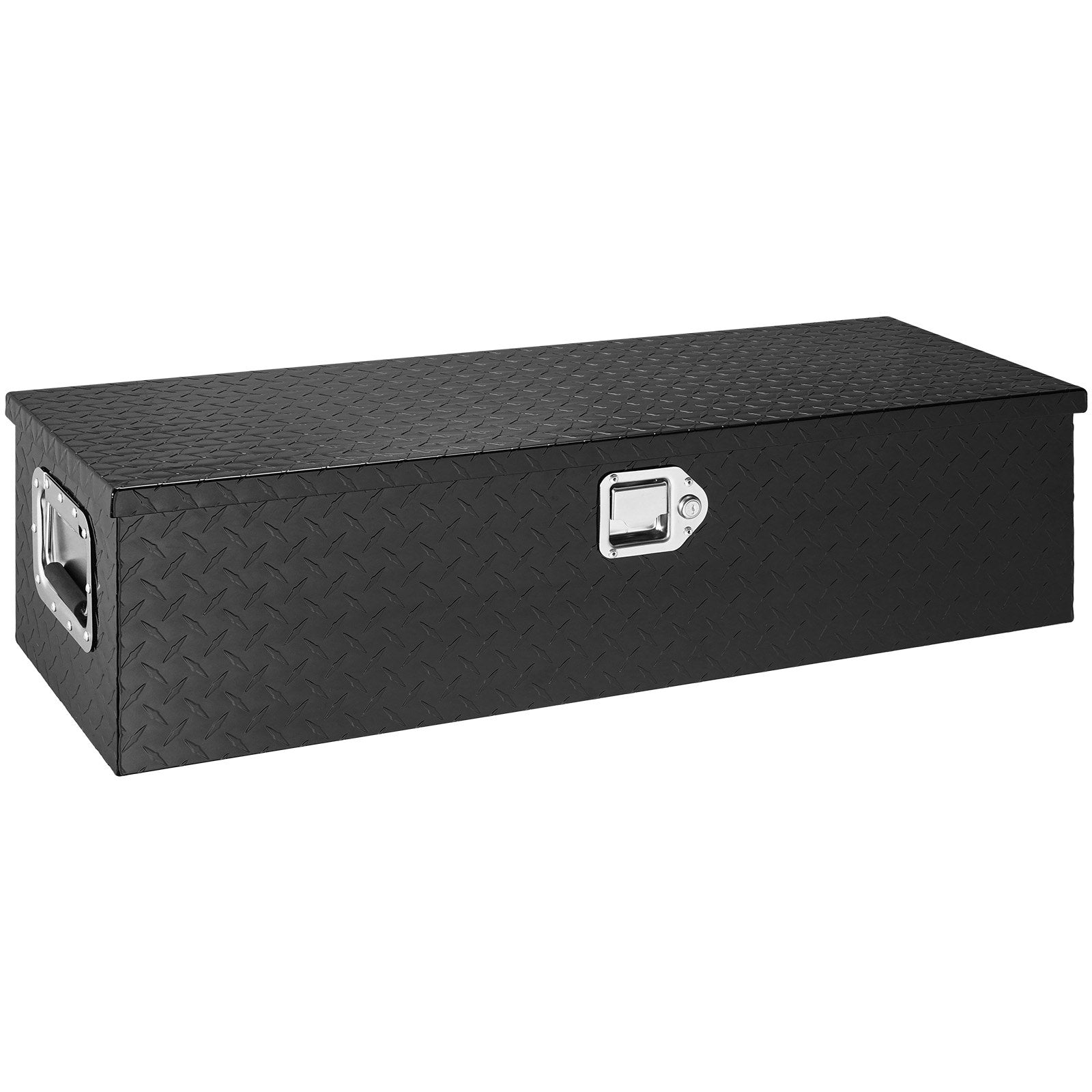 VEVOR Heavy Duty Aluminum Truck Bed Tool Box, Diamond Plate Tool Box with Side Handle and Lock Keys, Storage Tool Box Chest Box Organizer for Pickup, Truck Bed, RV, Trailer, 990 x 330 x 254 mm, Black