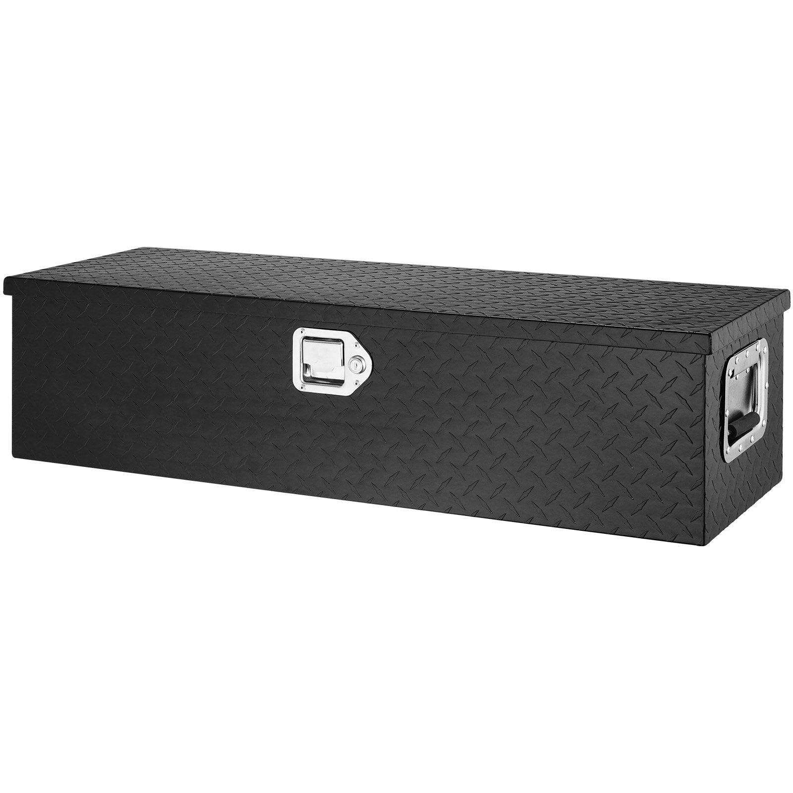VEVOR Heavy Duty Aluminum Truck Bed Tool Box, Diamond Plate Tool Box with Side Handle and Lock Keys, Storage Tool Box Chest Box Organizer for Pickup, Truck Bed, RV, Trailer, 990 x 330 x 254 mm, Black