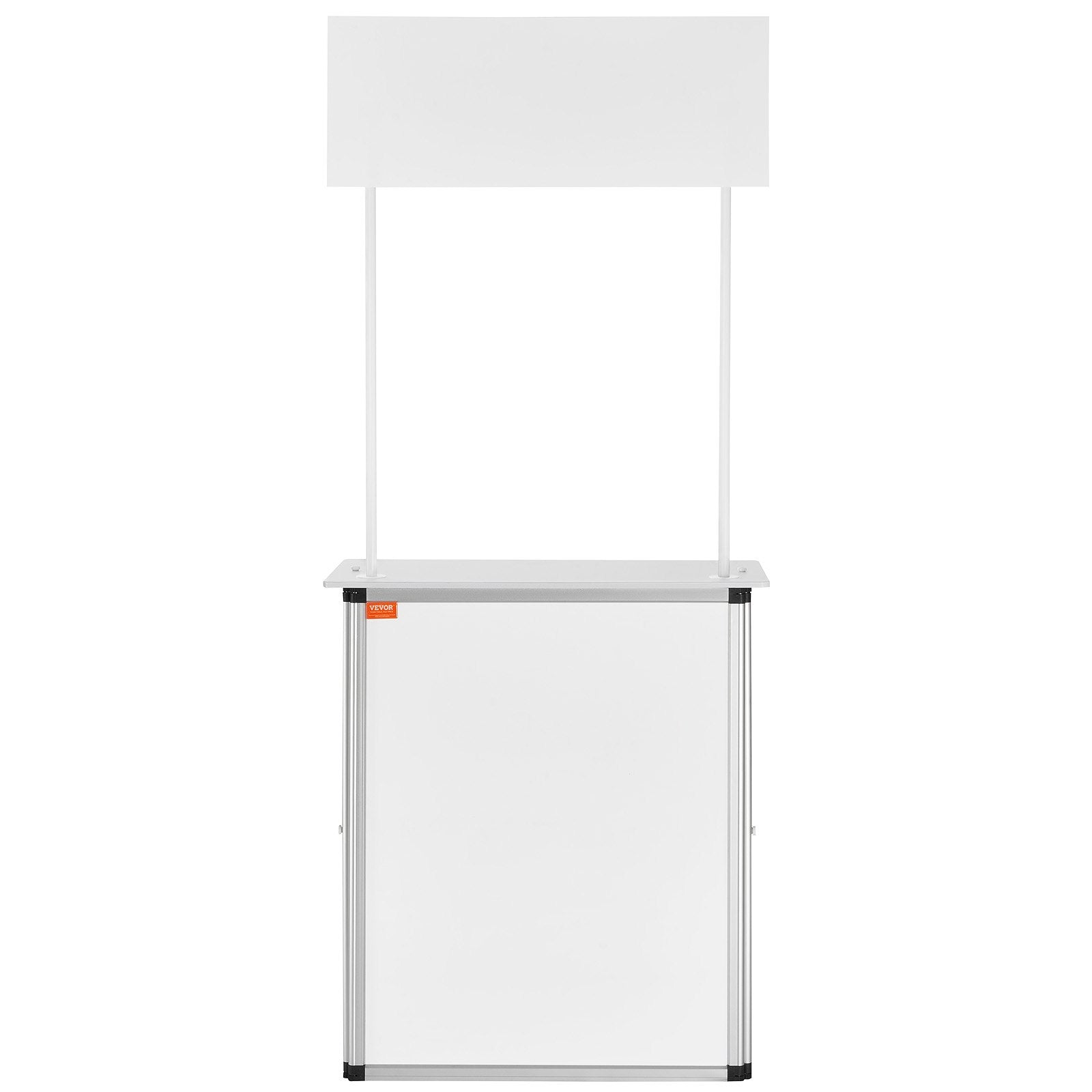 VEVOR Portable Tradeshow Podium Table, 785 x 380 x 1815 mm, Display Exhibition Counter Stand Booth Fair with Wall, Foldable Promotion Retail Bar Table Pop Up Podium with Storage Rack/Carrying Bag