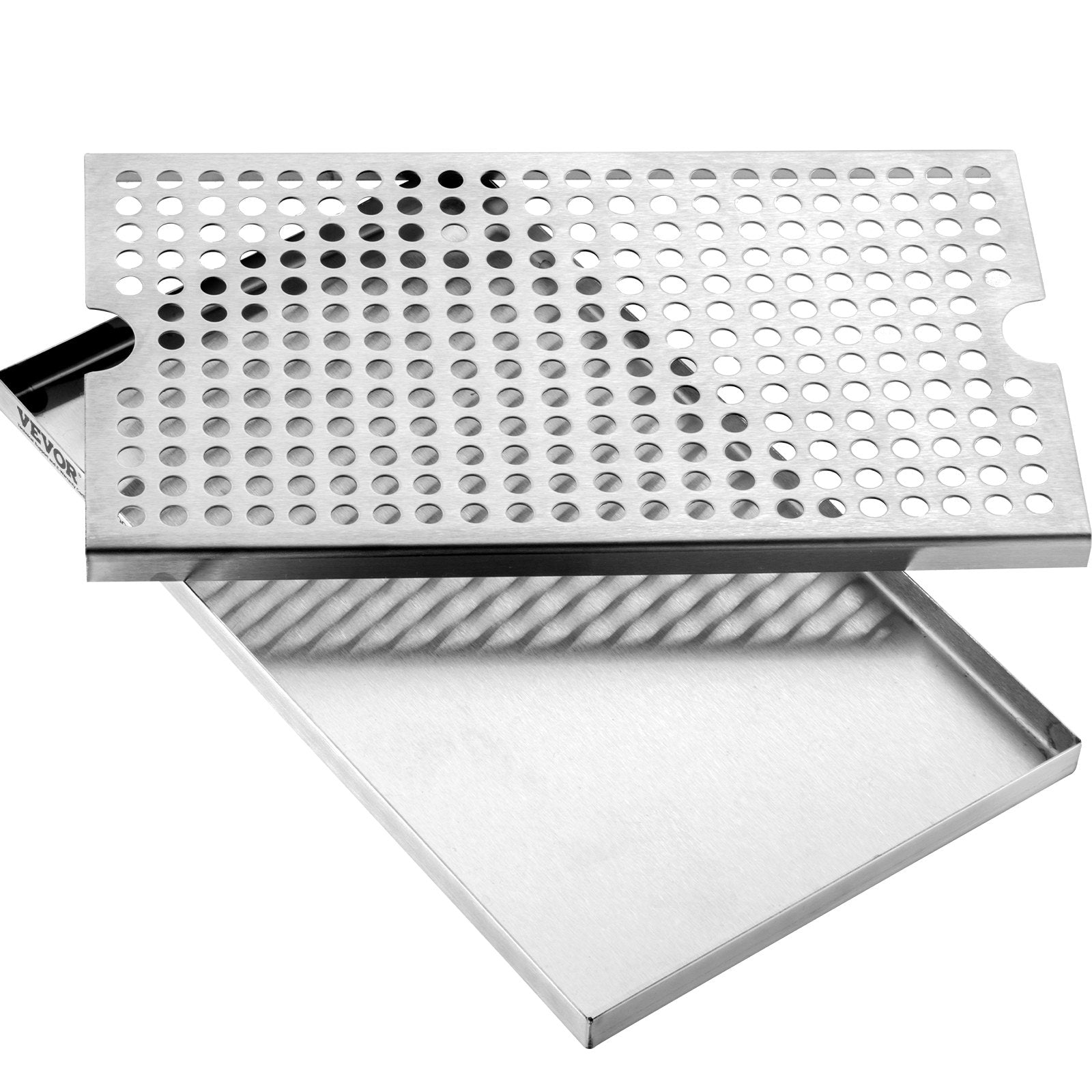 VEVOR Beer Drip Tray, 304 Stainless Steel Kegerator Drip Trays with 4 Non-Slip Rubber Pads and Detachable Cover, Heat / Cold Resistant Beer Tower Drip Pan for Bar Restaurant Coffee Shop Home