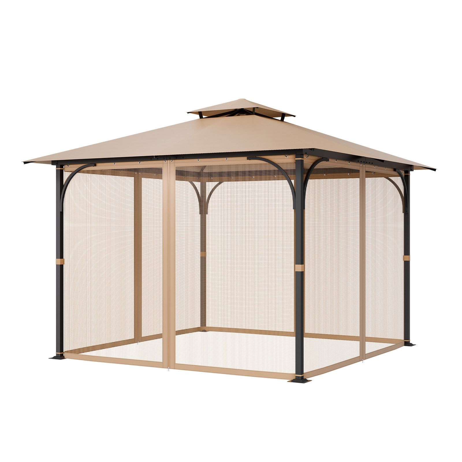 VEVOR Gazebo Netting Replacement, Fit Most 10 x 10 x 7 FT Gazebo Curtain, Outdoor Garden Net, 4-Panel Sidewall Mesh Net, Patio Midge Netting with Double Zipper, Canopy Screen Netting Only