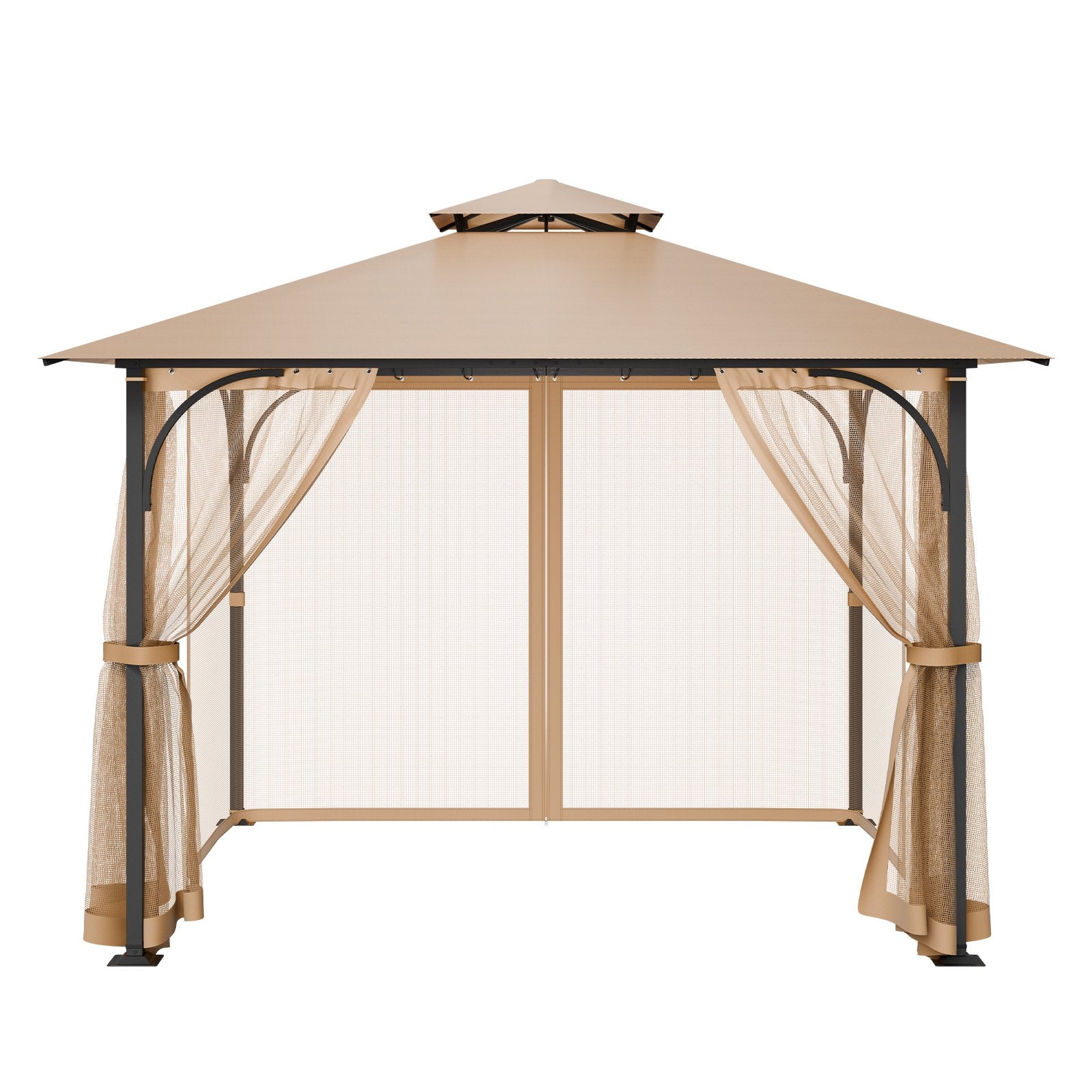 VEVOR Gazebo Netting Replacement, Fit Most 10 x 10 x 7 FT Gazebo Curtain, Outdoor Garden Net, 4-Panel Sidewall Mesh Net, Patio Midge Netting with Double Zipper, Canopy Screen Netting Only