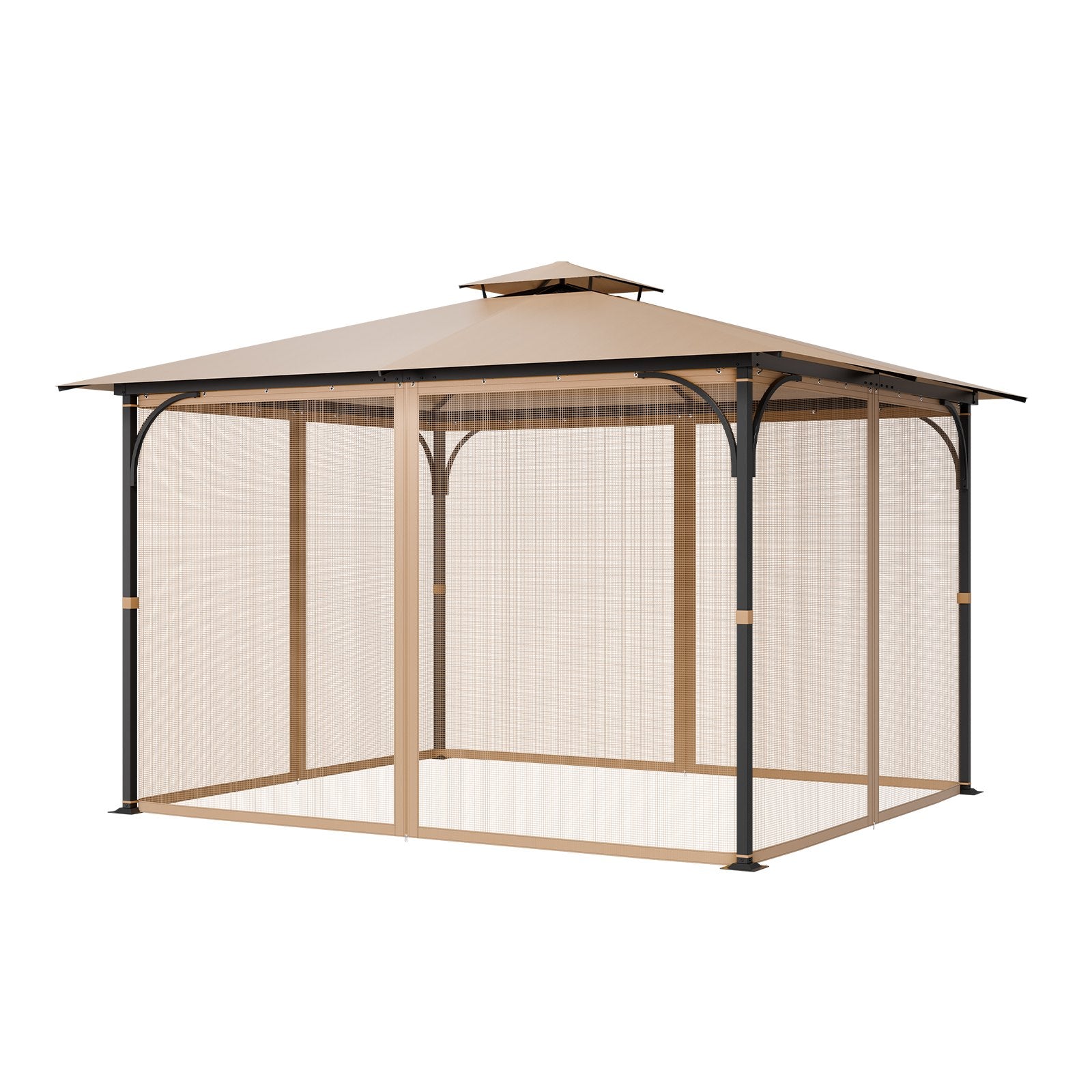VEVOR Gazebo Netting Replacement, Fit Most 10 x 12 x 7.3 FT Gazebo, Outdoor Garden Gazebo Net, 4-Panel Sidewall Mesh Gazebo Curtain, Patio Midge Netting with Double Zipper, Canopy Screen Netting Only