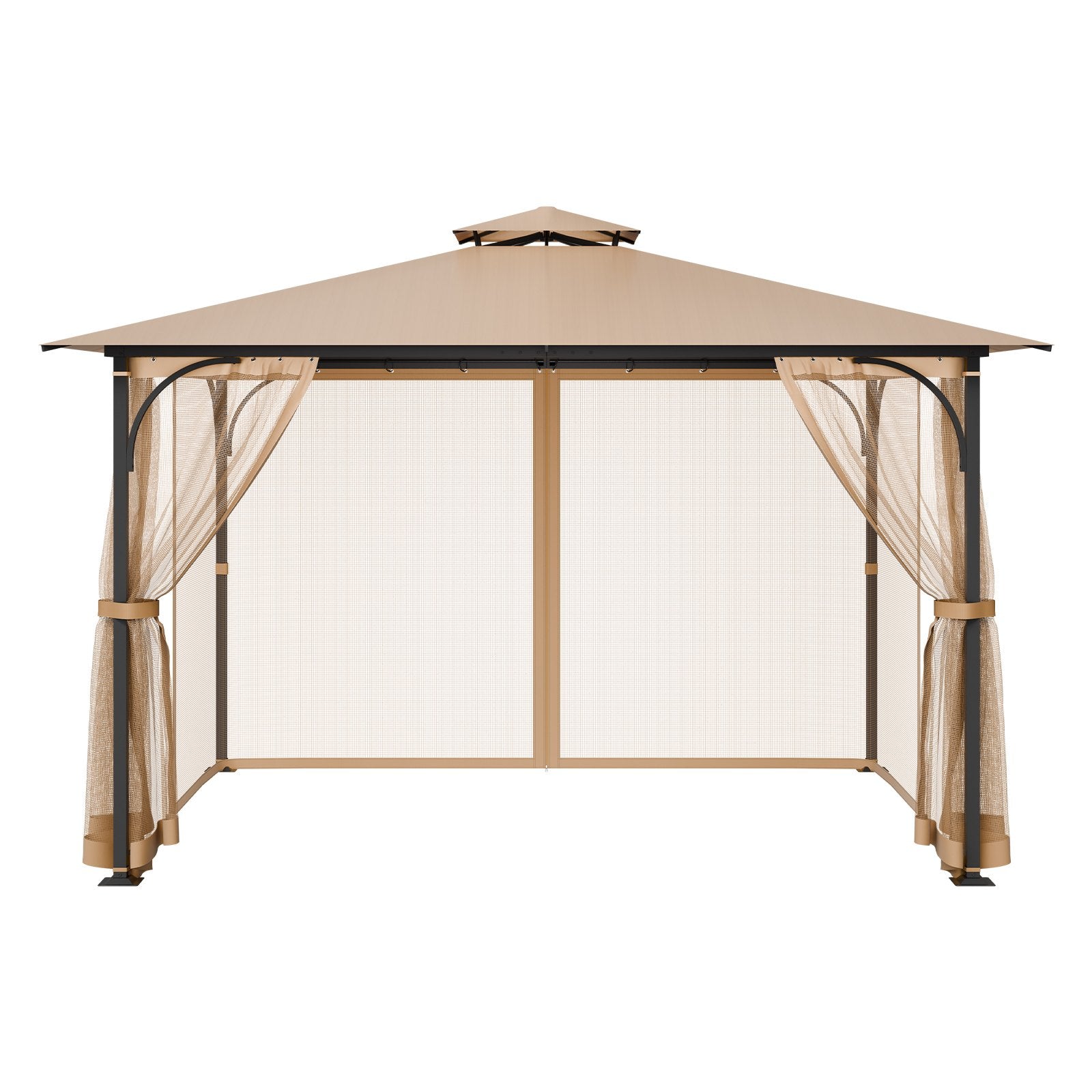 VEVOR Gazebo Netting Replacement, Fit Most 10 x 12 x 7.3 FT Gazebo, Outdoor Garden Gazebo Net, 4-Panel Sidewall Mesh Gazebo Curtain, Patio Midge Netting with Double Zipper, Canopy Screen Netting Only