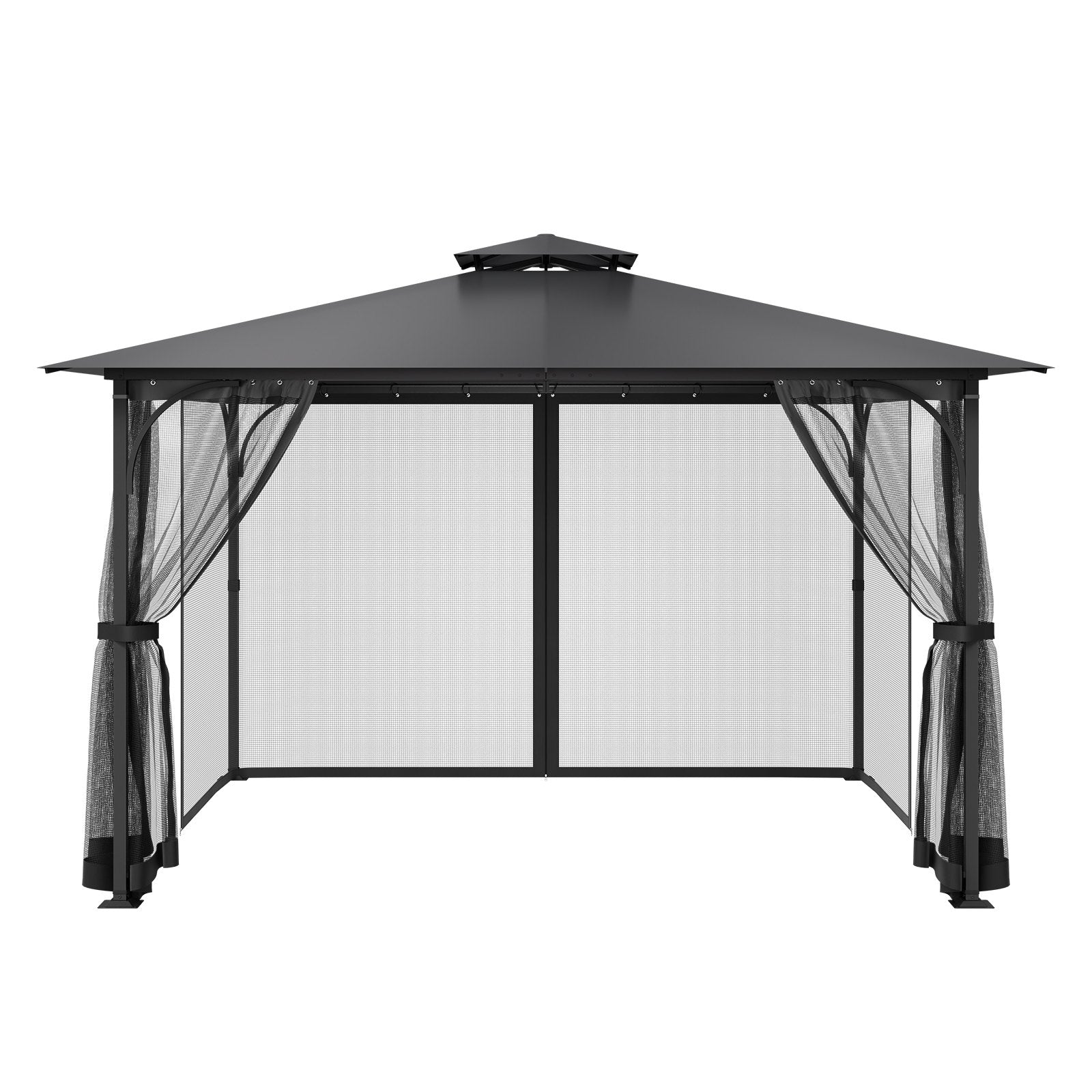 VEVOR Gazebo Netting Replacement, Fit Most 12 x 12 x 7.5 FT Gazebo Curtain, Outdoor Garden Net, 4-Panel Sidewall Mesh Net, Patio Midge Netting with Double Zipper, Canopy Screen Netting Only