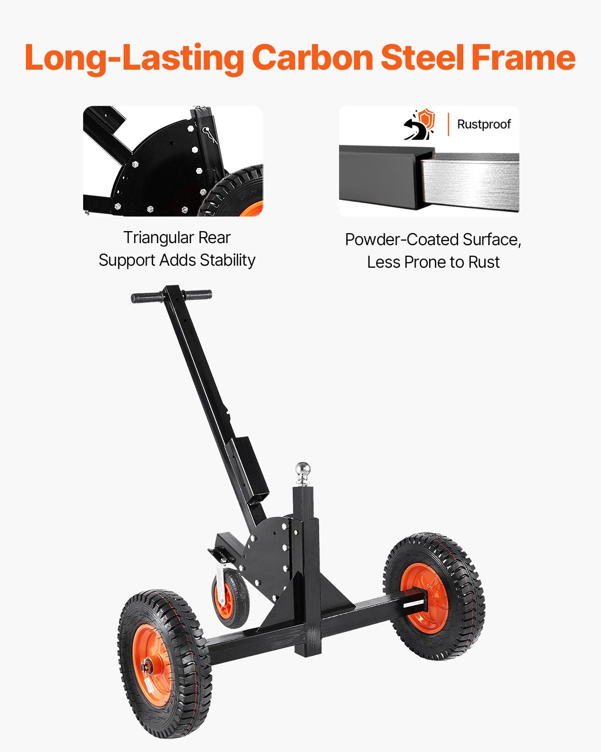 VEVOR Trailer Dolly, 1500lbs Tongue Weight Capacity, 2 in 1 Trailer Mover with 2 in Ball, 16 in Pneumatic Tires and Universal Wheel, Portable Tow Dolly for Moving Car RV Trailer