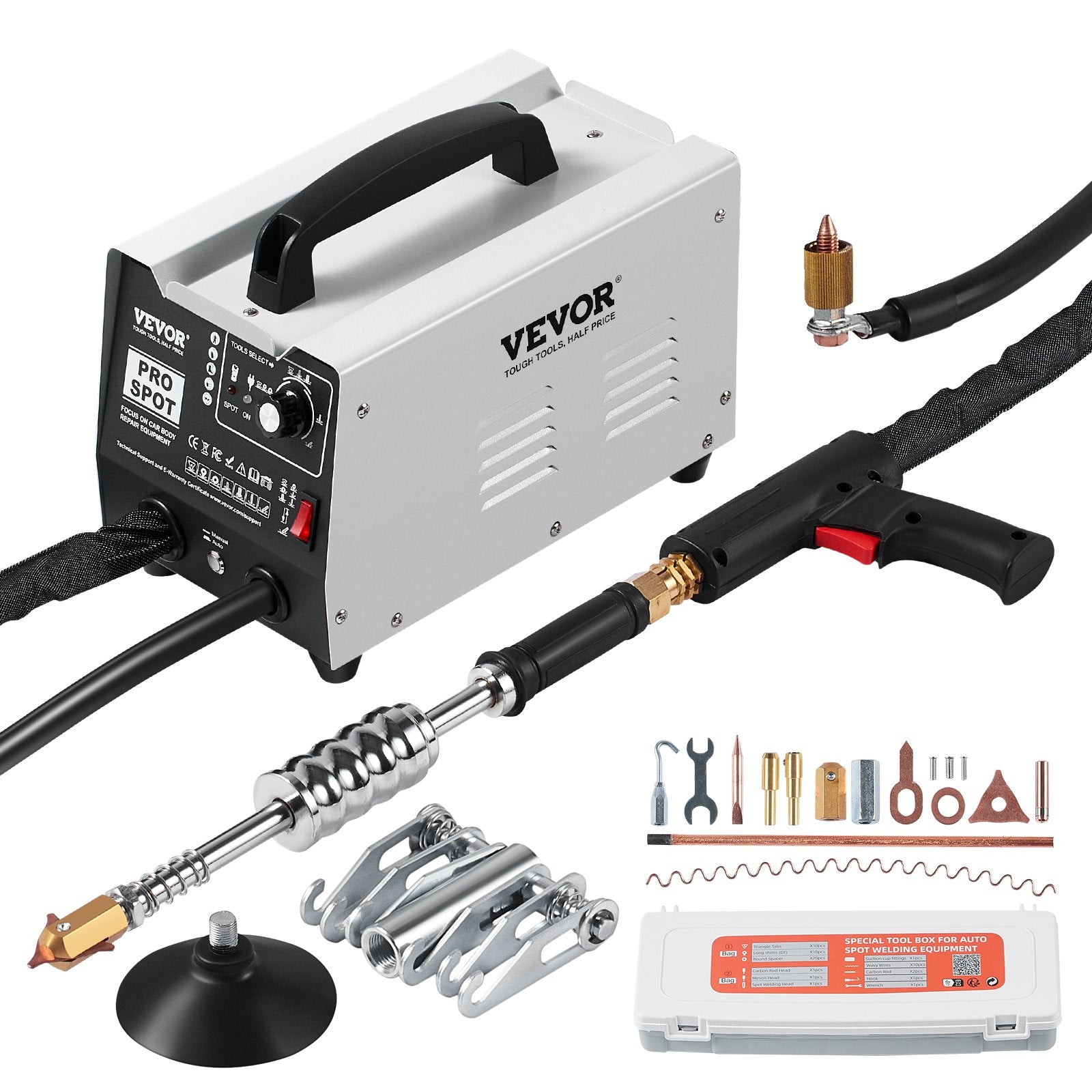 VEVOR Stud Welder Dent Repair Kit, 1.8KW Spot Welder Dent Puller with Auto/Manual Welding & 7 Versatile Modes, Auto Body Spot Welding Dent Puller Machine for Car, Truck Dent Repair