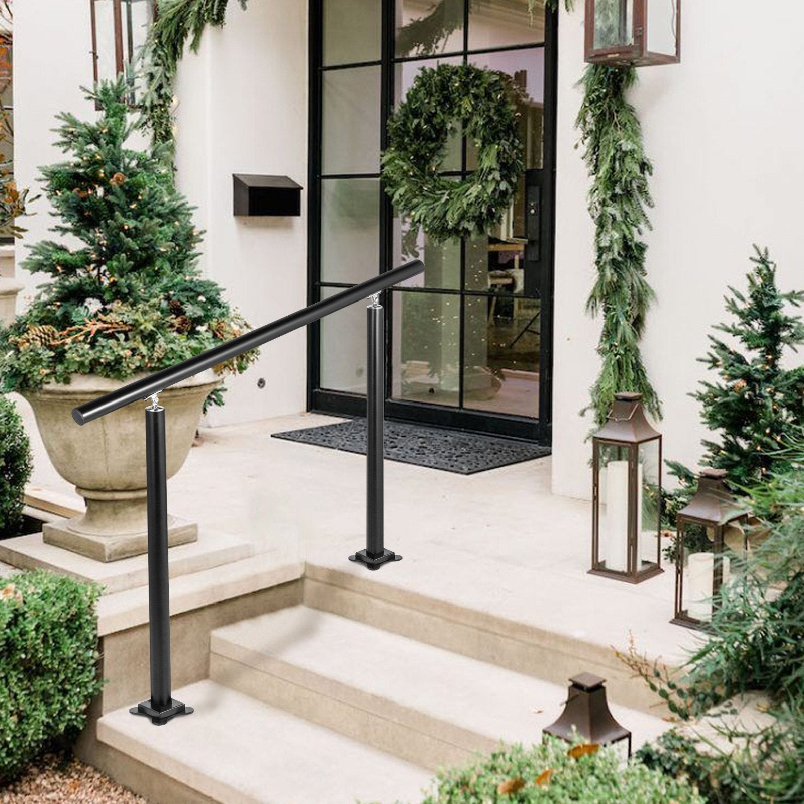 VEVOR Handrail Outdoor Stairs, 3ft, 34 Inch Outdoor Handrail, Outdoor Stair Railing Adjustable from 0 to 60 Degrees Handrail for Stairs Outdoor Black Aluminum Stair Railing for Garden, Office Area