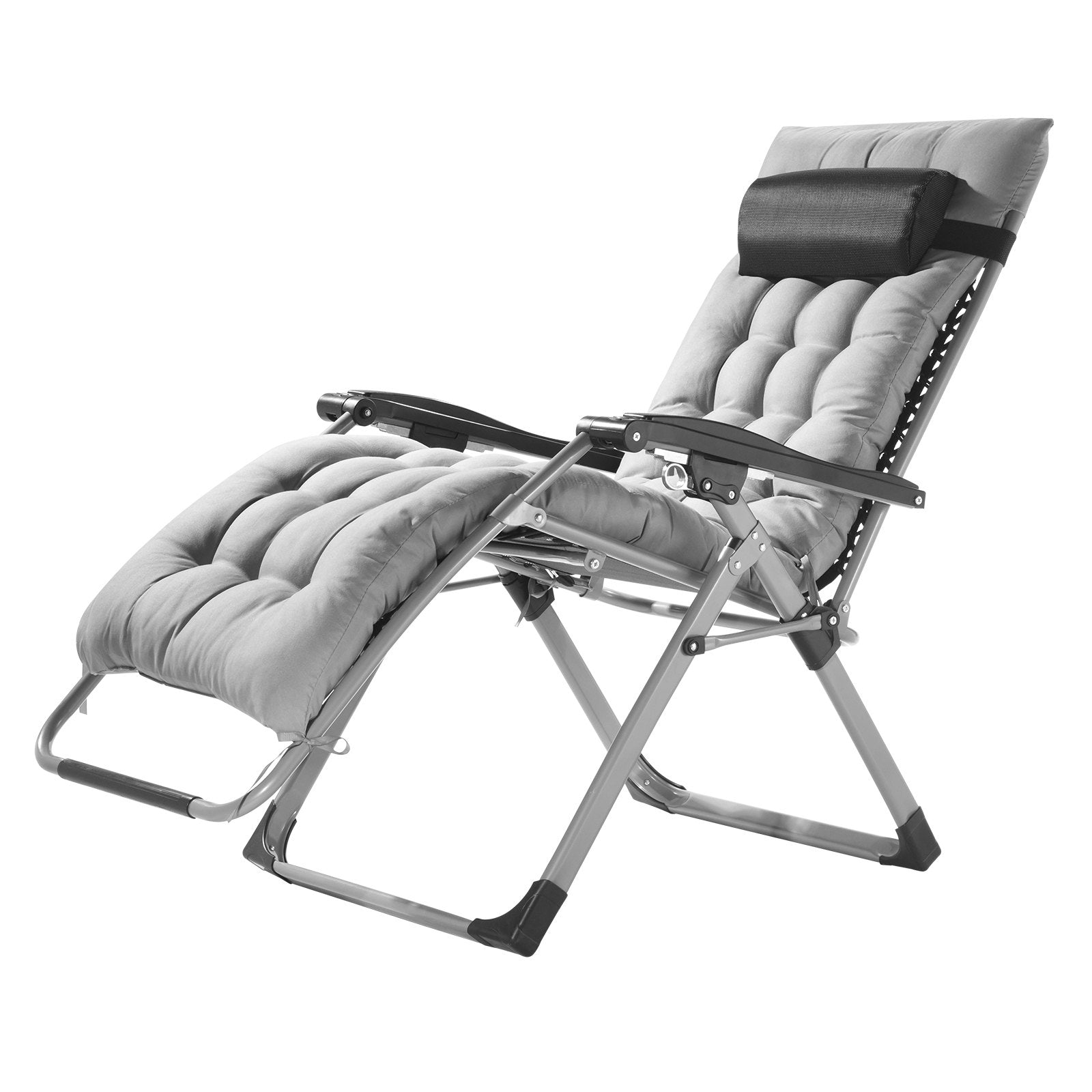 VEVOR Zero Gravity Chair, 26 inch Zero Gravity Recliner Lounge Chair for Indoor and Outdoor, Adjustable Anti Gravity Chair with Cushion, Headrest, Footrest, and Cupholder, 500 lbs, Gray