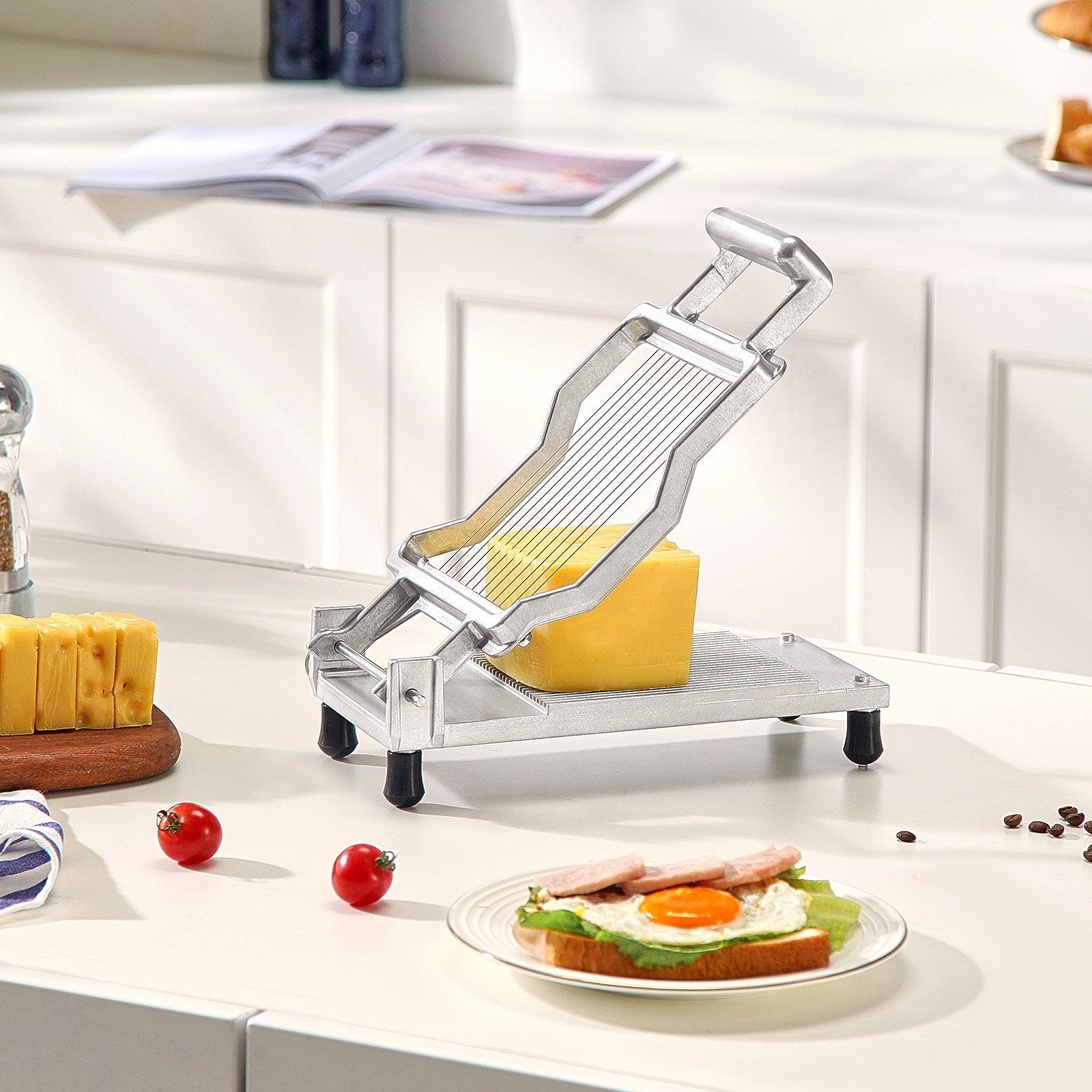VEVOR Cheese Cutter with Wire, 0.2" Ultra-Thin Cheeser Butter Cutting Blade, Detachable Cheese Slicer Wire, Aluminum Alloy Commercial Cheese Slicer with 316 Stainless Steel Knife Wire, Kitchen Cooking