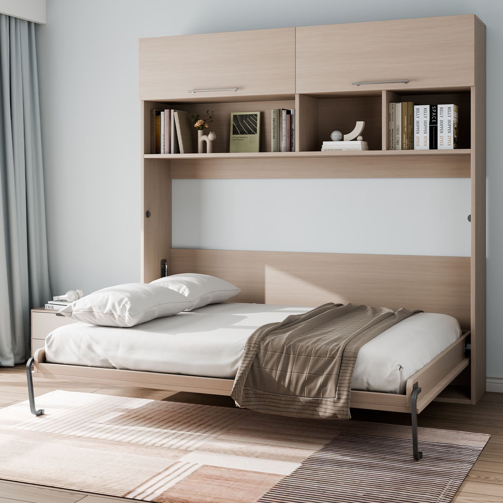 VEVOR Murphy Bed Kit, Full Size, Deluxe DIY Wall Bed Mechanical Hardware Kit, Pneumatic Lever Heavy Duty Bed Frame Support, Folding Cabinet Wall Bed Space Saving Design for Guestroom, Easy to Build