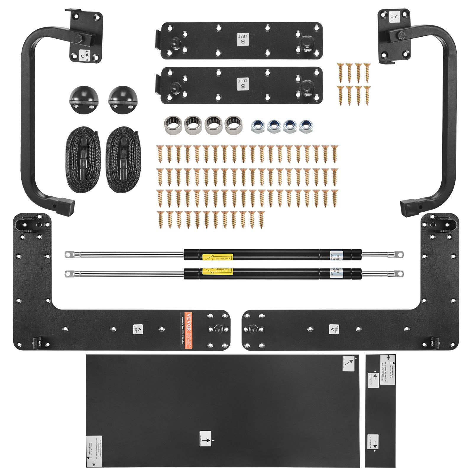 VEVOR Murphy Bed Kit, Full Size, Deluxe DIY Wall Bed Mechanical Hardware Kit, Pneumatic Lever Heavy Duty Bed Frame Support, Folding Cabinet Wall Bed Space Saving Design for Guestroom, Easy to Build