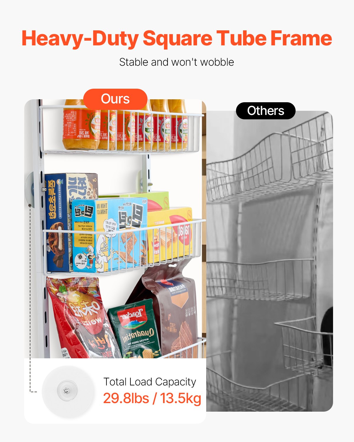 VEVOR Over the Door Pantry Organizer, 9-Tier Pantry Organization and Storage, Heavy-Duty Steel Hanging Spice Rack, Adjustable Wall Seasoning Shelves, for Home Kitchen Laundry Room Bathroom, White