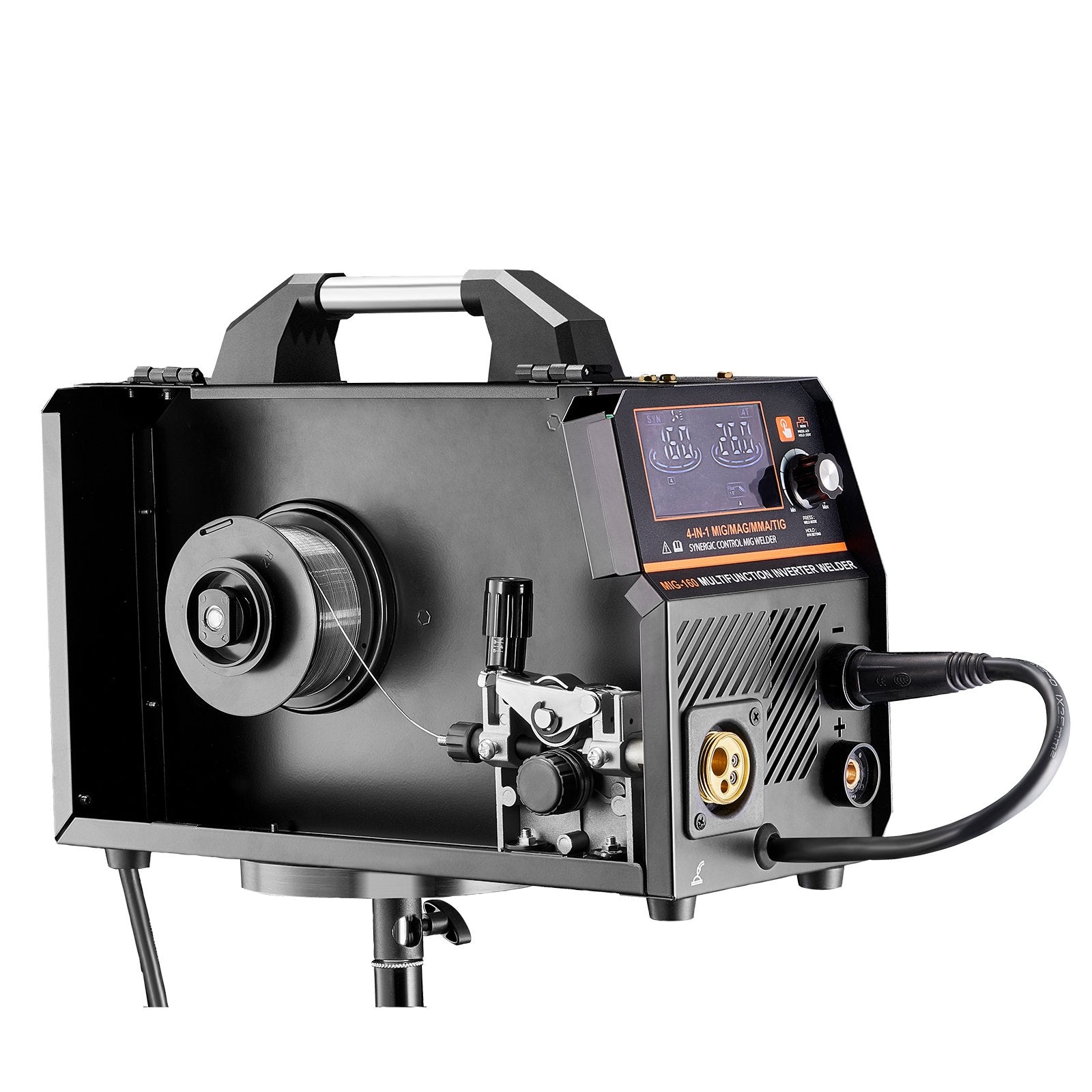 VEVOR MIG Welder, 160A Synergic Mig Welding Machine, 4-in-1 Gas MIG/Flux Core MIG/Stick/Lift TIG Multi-Process Welder Machine with IGBT Inverter Technology and LCD Screen Display