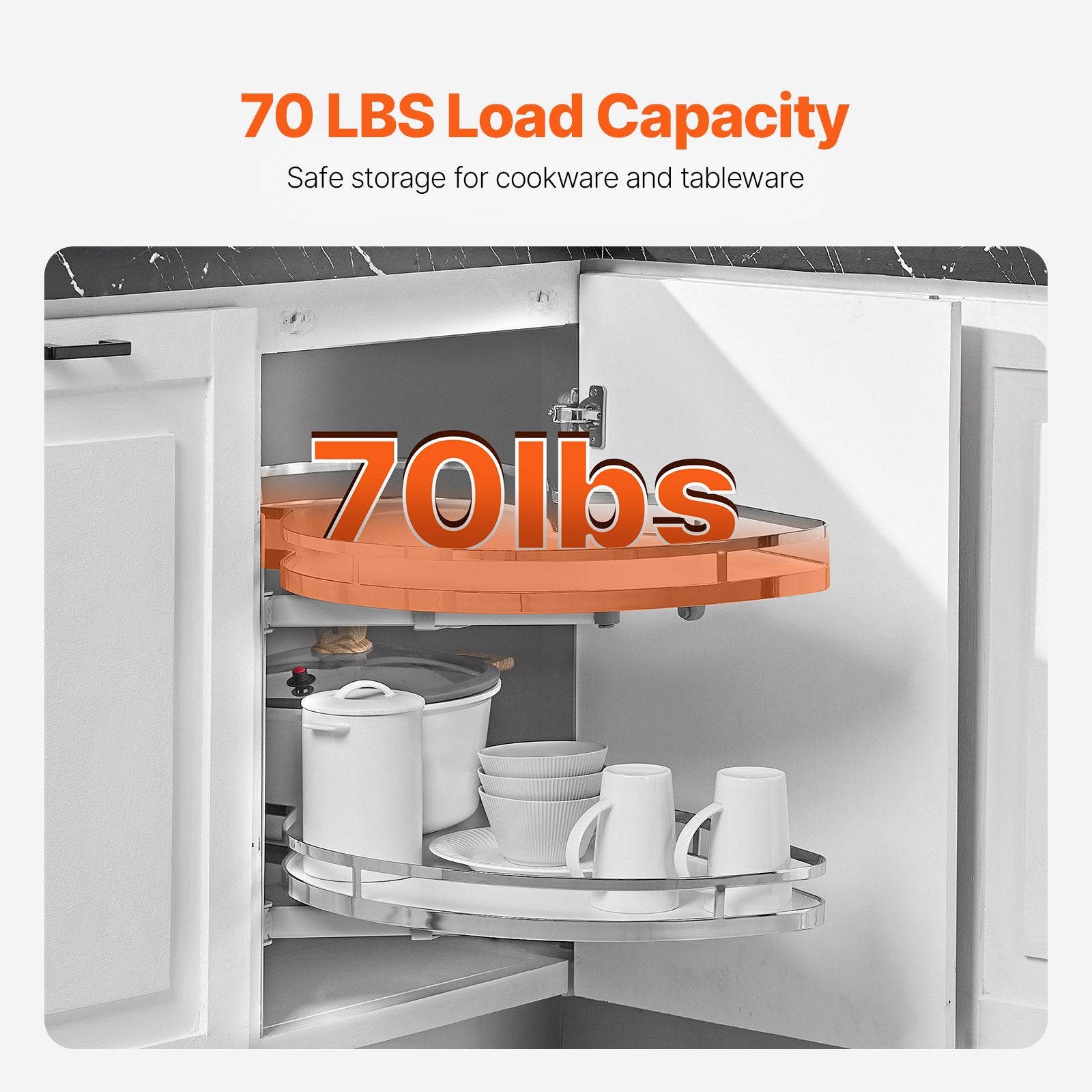 VEVOR Swing Left Blind Corner Cabinet, Pull Out Organizer for 36 inch Width Blind Cabinet, 2 Tier Height Adjustable Swing Tray, Soft Close Kitchen Cloud Blind Organizer, Left Open