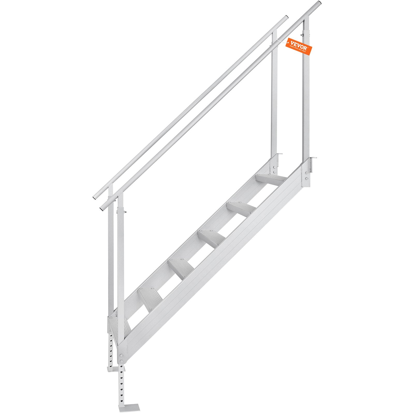 VEVOR Dock Ladder, 1.09 m-1.29 m Adjustable Height, 227 kg Load Capacity, Aluminum Alloy 6 Steps Pontoon Boat Ladder with Dual Handrails & Nonslip Mat, Ideal for Ship/Lake/Pool/Marine Boarding